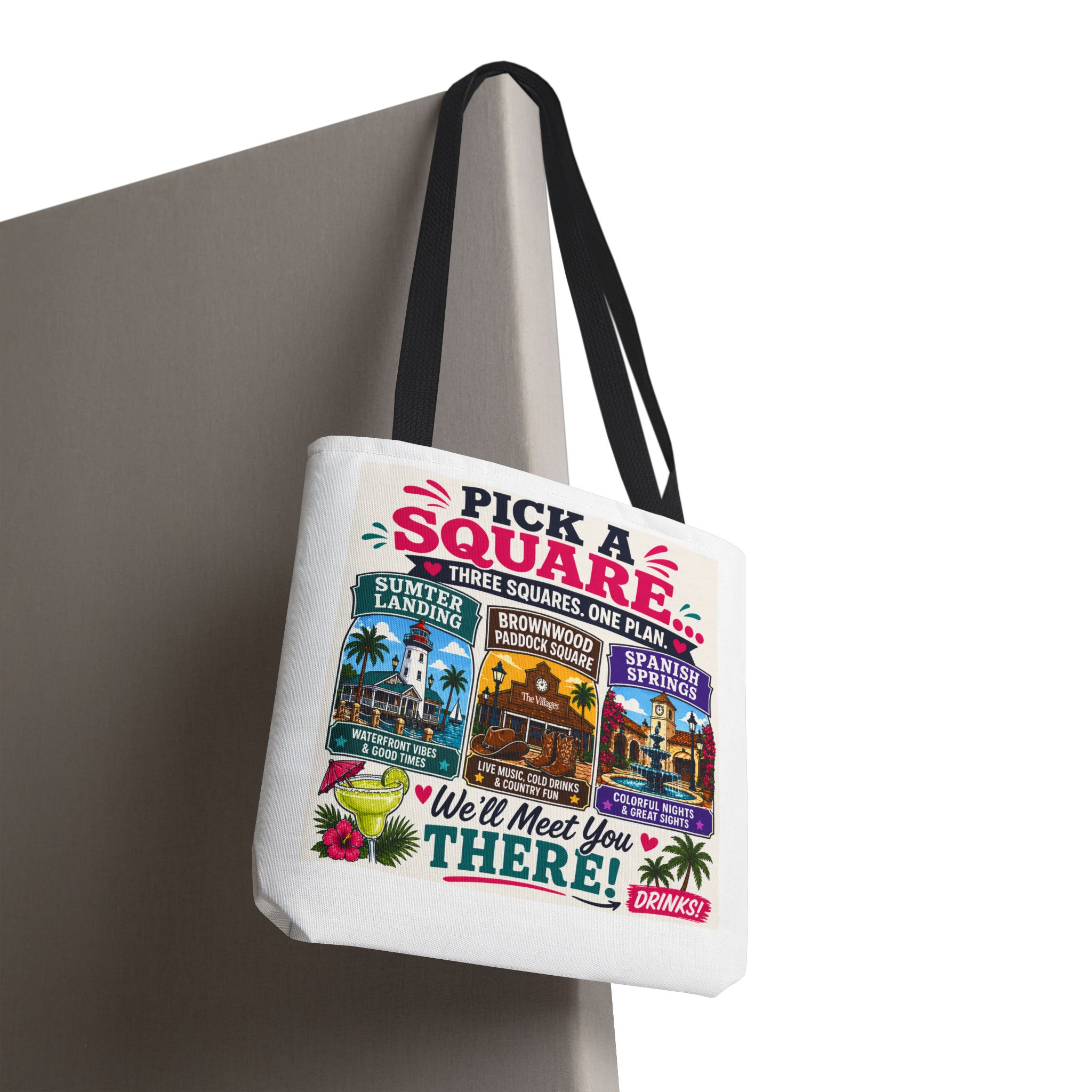 🍹 Pick a Square… We’ll Meet You There! | Villages Tote Bag | Sumter Landing | Brownwood Paddock Square | Spanish Springs | Retirement Lifestyle | FREE Shipping | SassyUSA - Image 8