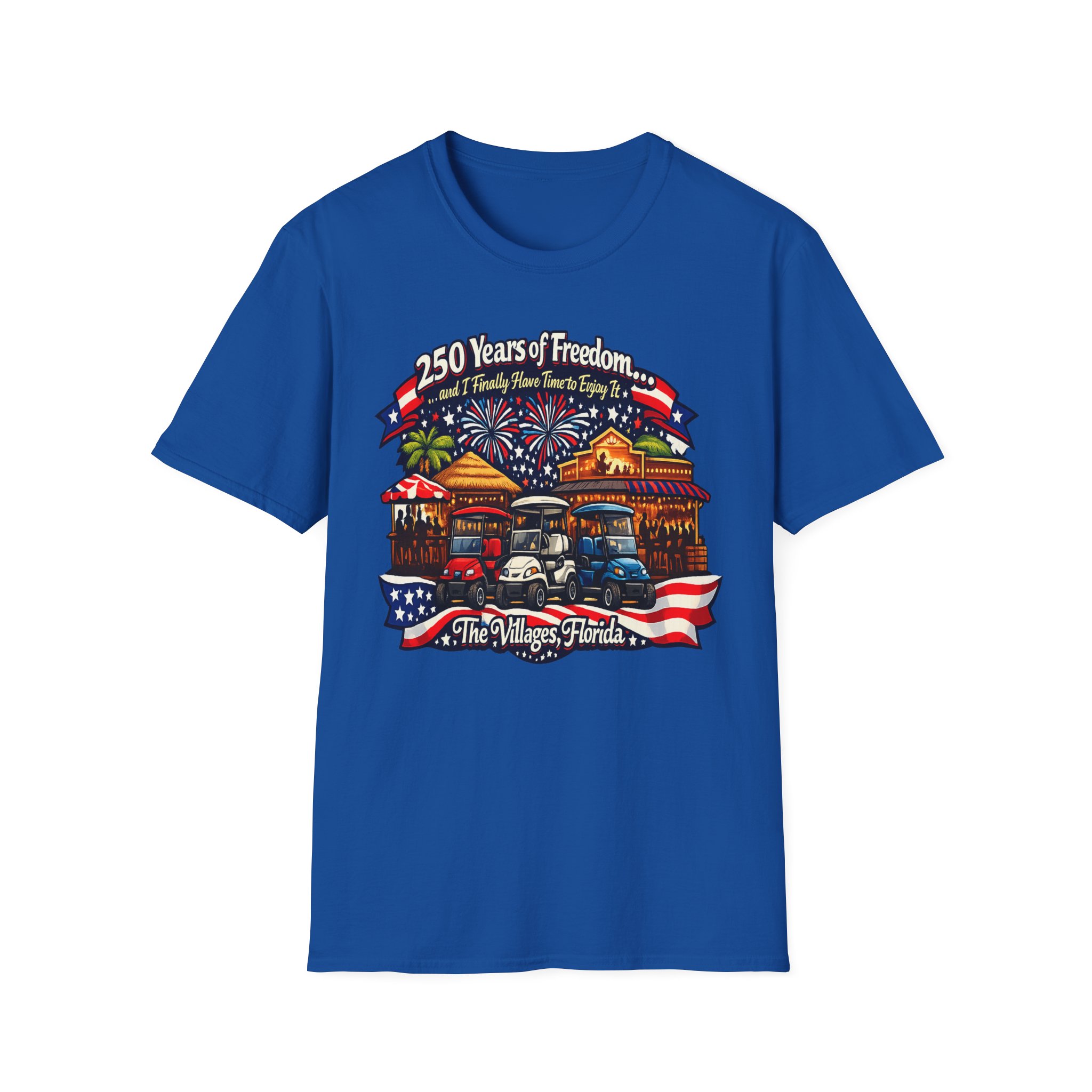 250 Years of Freedom Shirt, The Villages Florida Tee, Funny Retirement Golf Cart Shirt, Patriotic 4th of July T-Shirt - Image 11