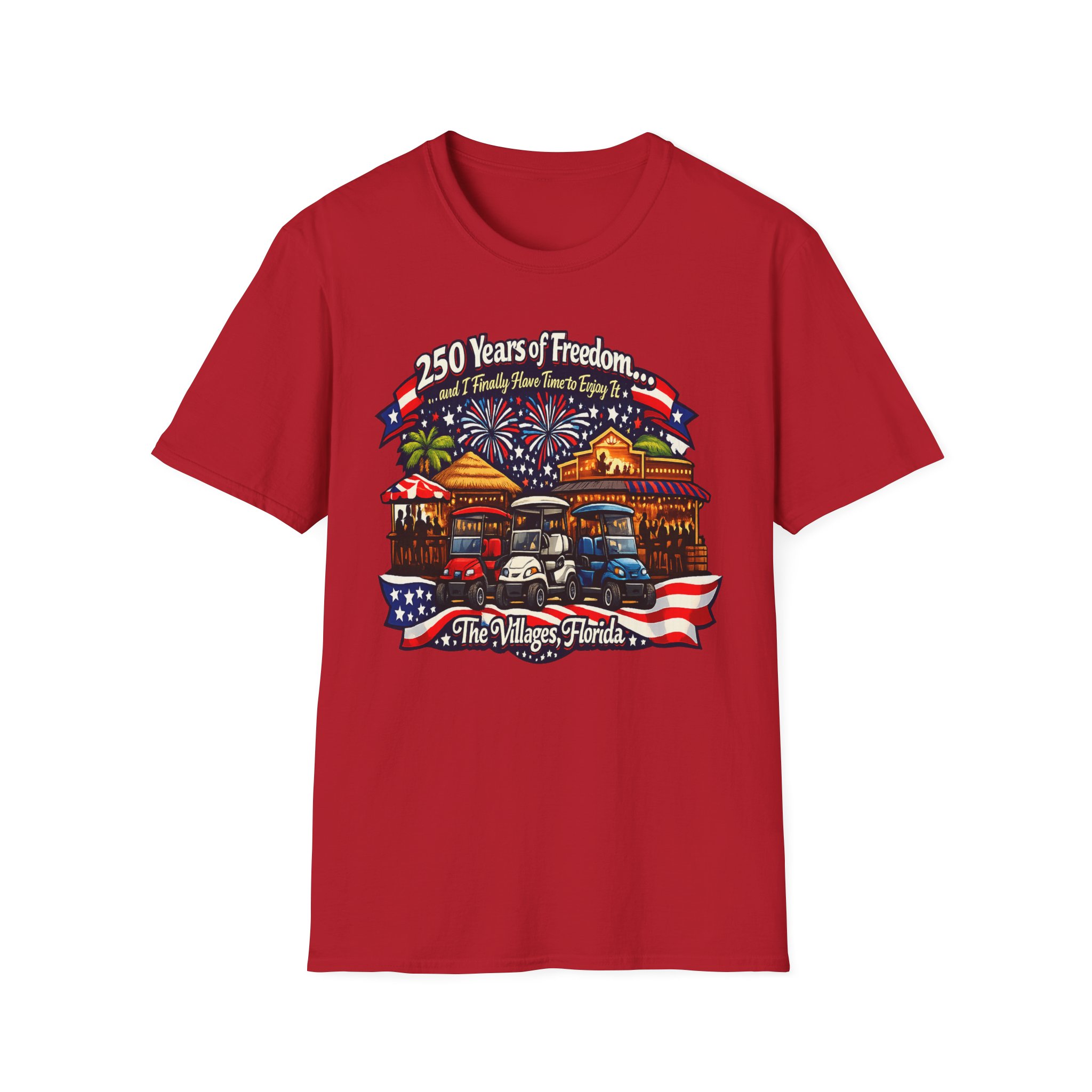 250 Years of Freedom Shirt, The Villages Florida Tee, Funny Retirement Golf Cart Shirt, Patriotic 4th of July T-Shirt - Image 6