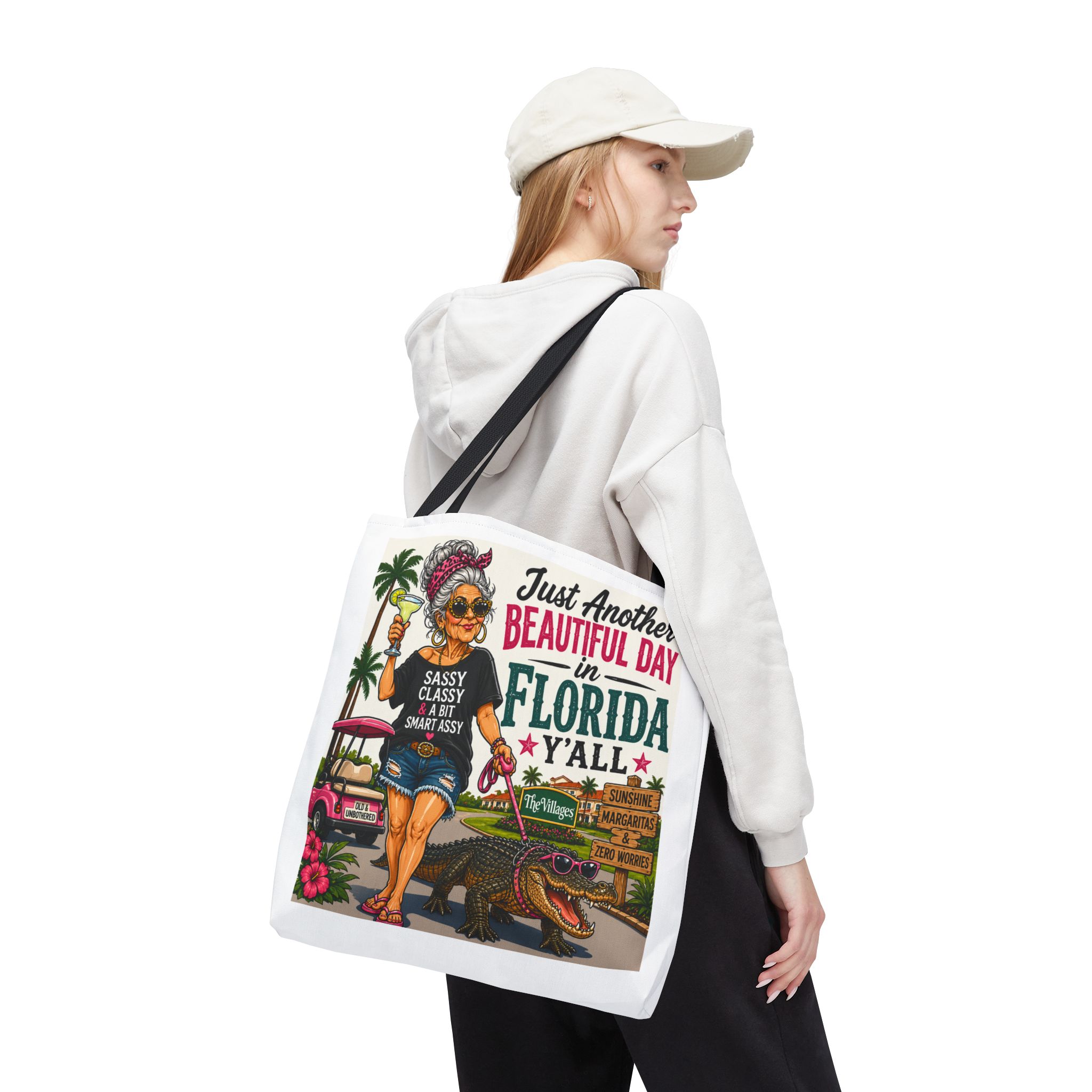 🍹 Just Another Beautiful Day in Florida Y’all | Sassy Lady Tote Bag Funny Retirement Gift | Villages Vibes | Margaritas & Zero Worries | FREE Shipping | The Villages, Florida - Image 9