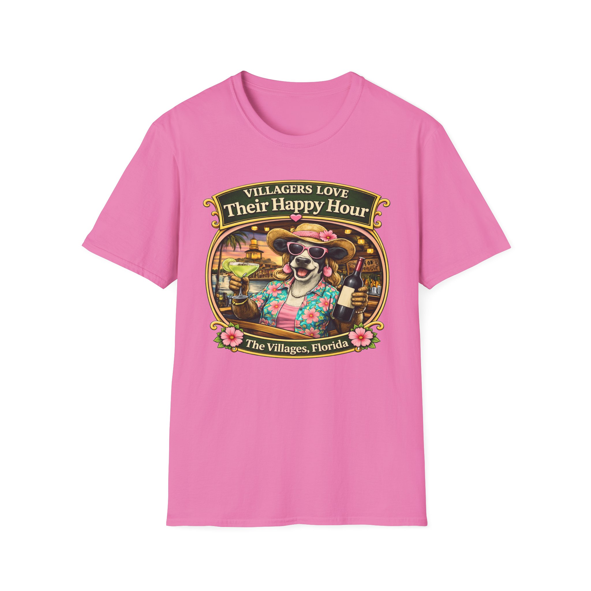 Villagers Love Their Happy Hour Shirt | Funny Florida Retirement Tee | The Villages Party T-Shirt | Sumter Landing | The Villages, Florida - Image 2
