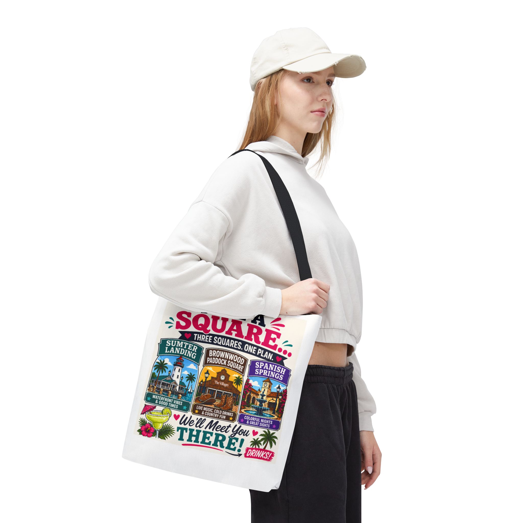 🍹 Pick a Square… We’ll Meet You There! | Villages Tote Bag | Sumter Landing | Brownwood Paddock Square | Spanish Springs | Retirement Lifestyle | FREE Shipping | SassyUSA - Image 3