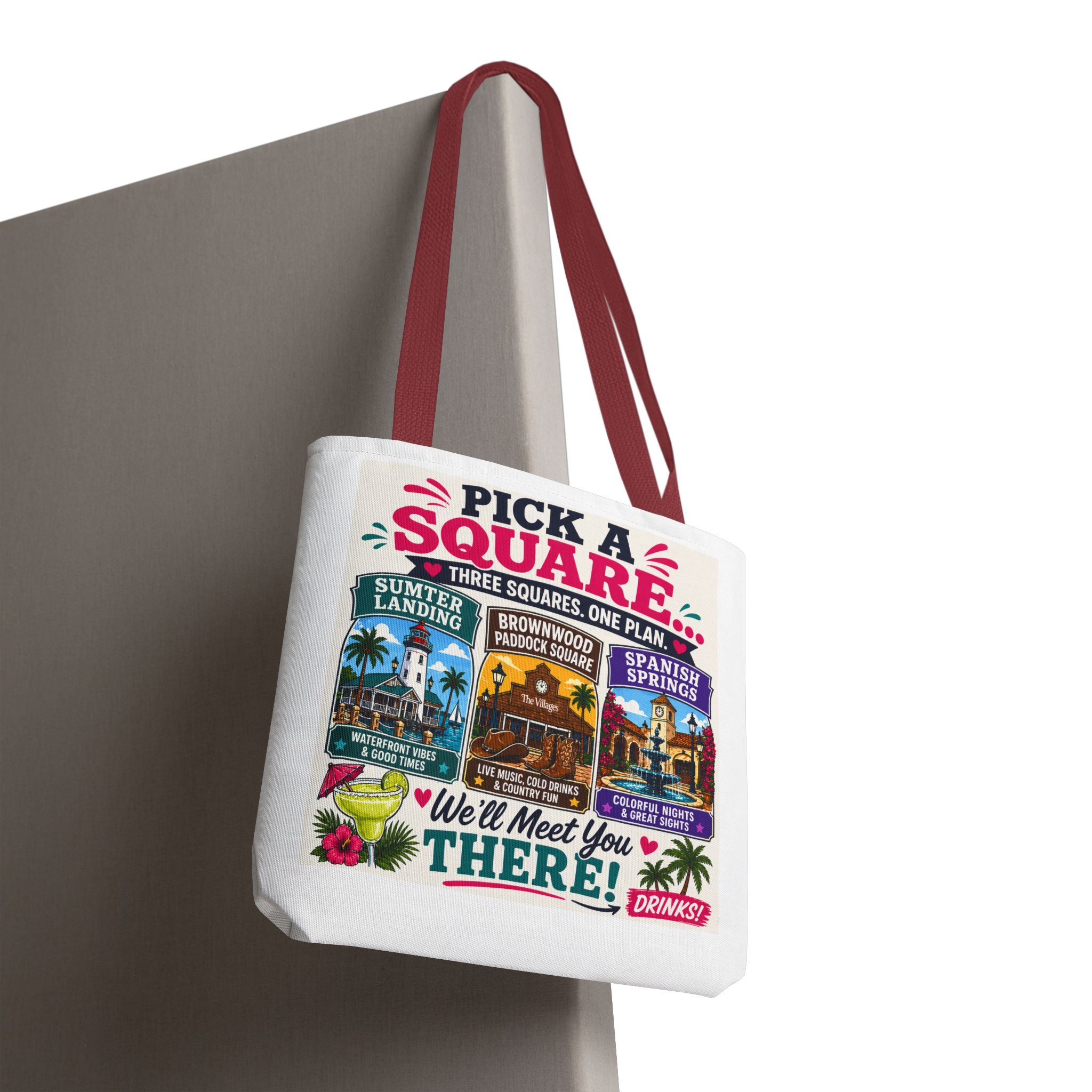🍹 Pick a Square… We’ll Meet You There! | Villages Tote Bag | Sumter Landing | Brownwood Paddock Square | Spanish Springs | Retirement Lifestyle | FREE Shipping | SassyUSA - Image 11