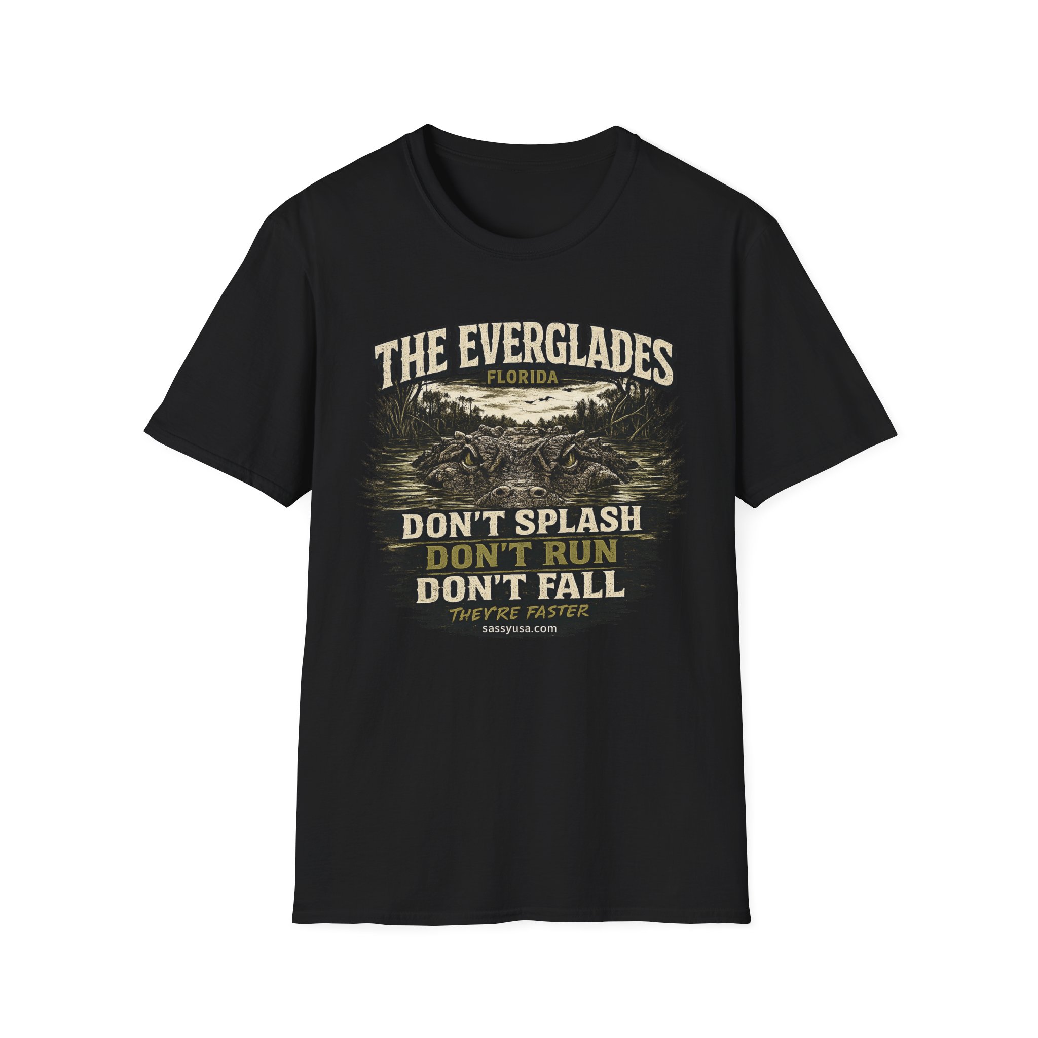 The Everglades Florida Tee – Don’t Splash Don’t Run Don’t Fall | Funny Gator Warning Shirt | SassyUsa | Florida Gator - Image 7