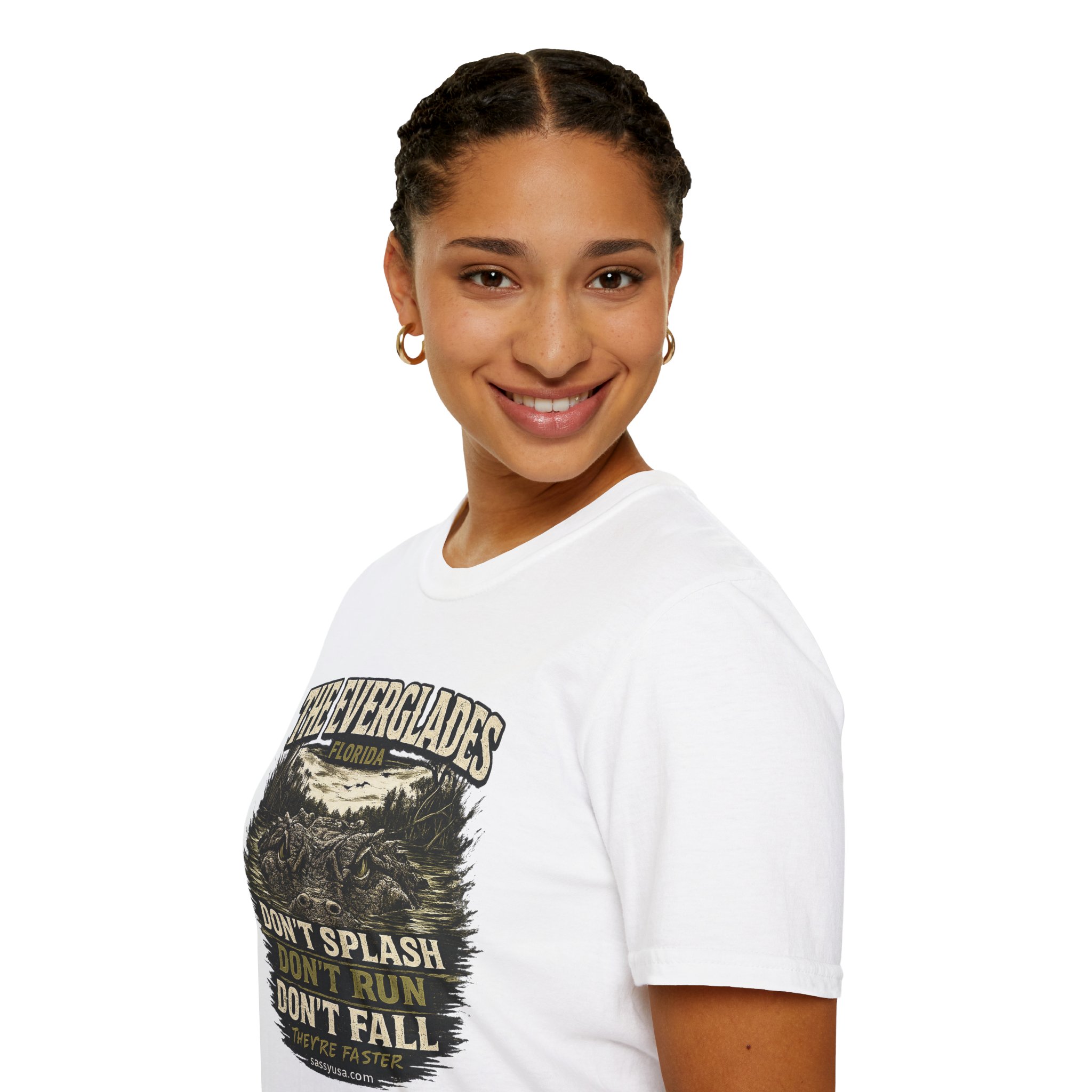 The Everglades Florida Tee – Don’t Splash Don’t Run Don’t Fall | Funny Gator Warning Shirt | SassyUsa | Florida Gator - Image 5