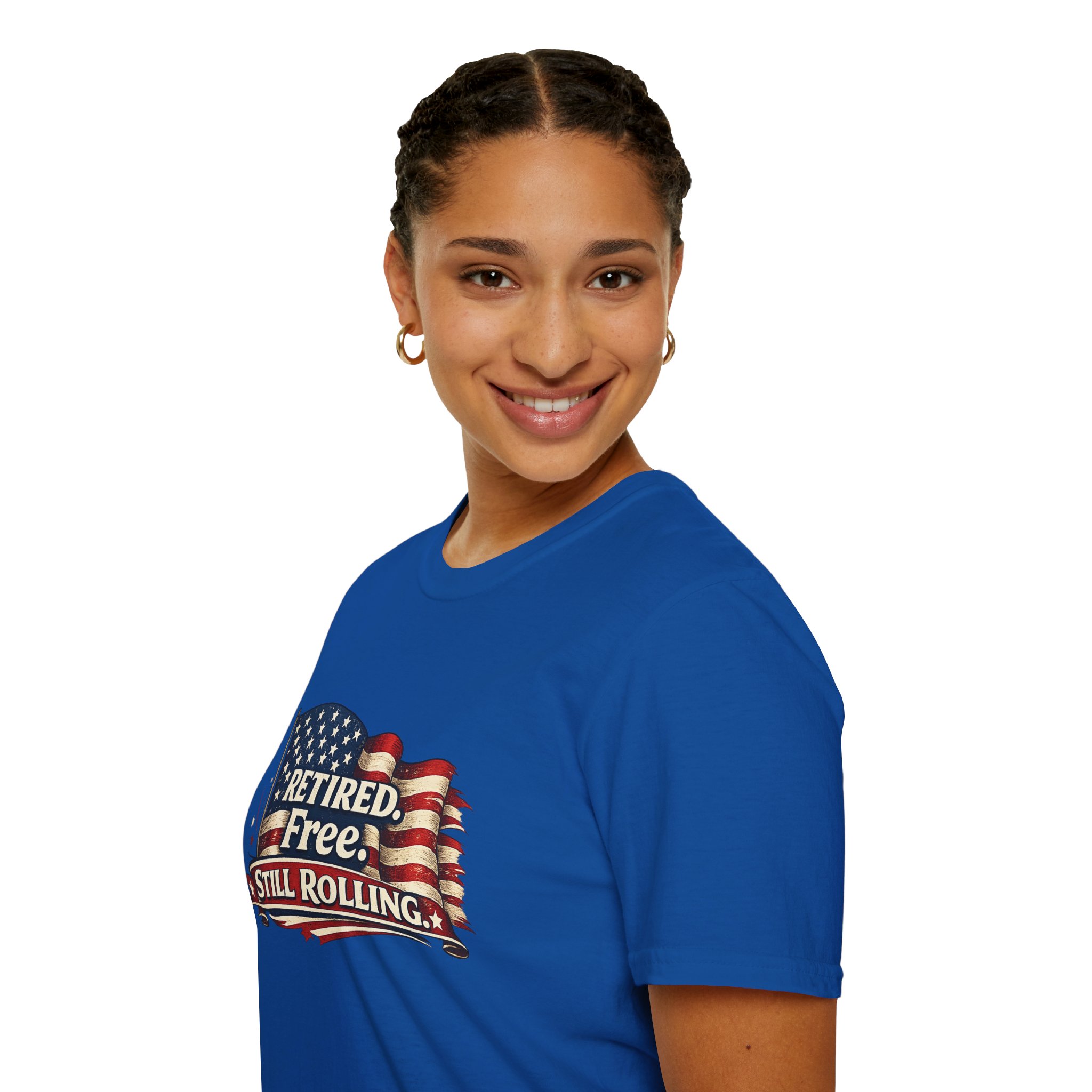 Retired Free Still Rolling Shirt, Funny Retirement Tee, Patriotic American Flag T-Shirt, 4th of July Shirt, SassyUSA, July 4 2026 - Image 11