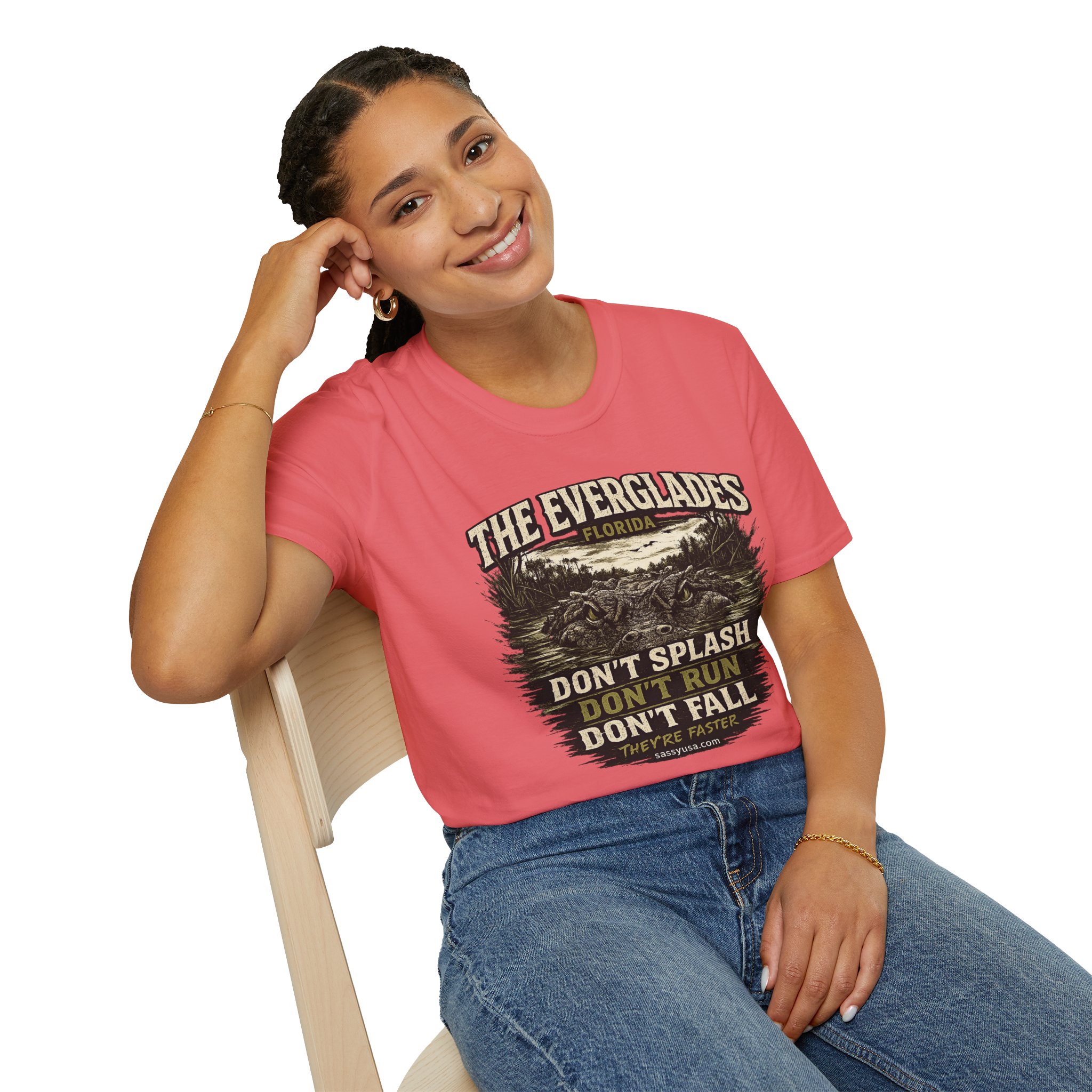 The Everglades Florida Tee – Don’t Splash Don’t Run Don’t Fall | Funny Gator Warning Shirt | SassyUsa | Florida Gator - Image 18