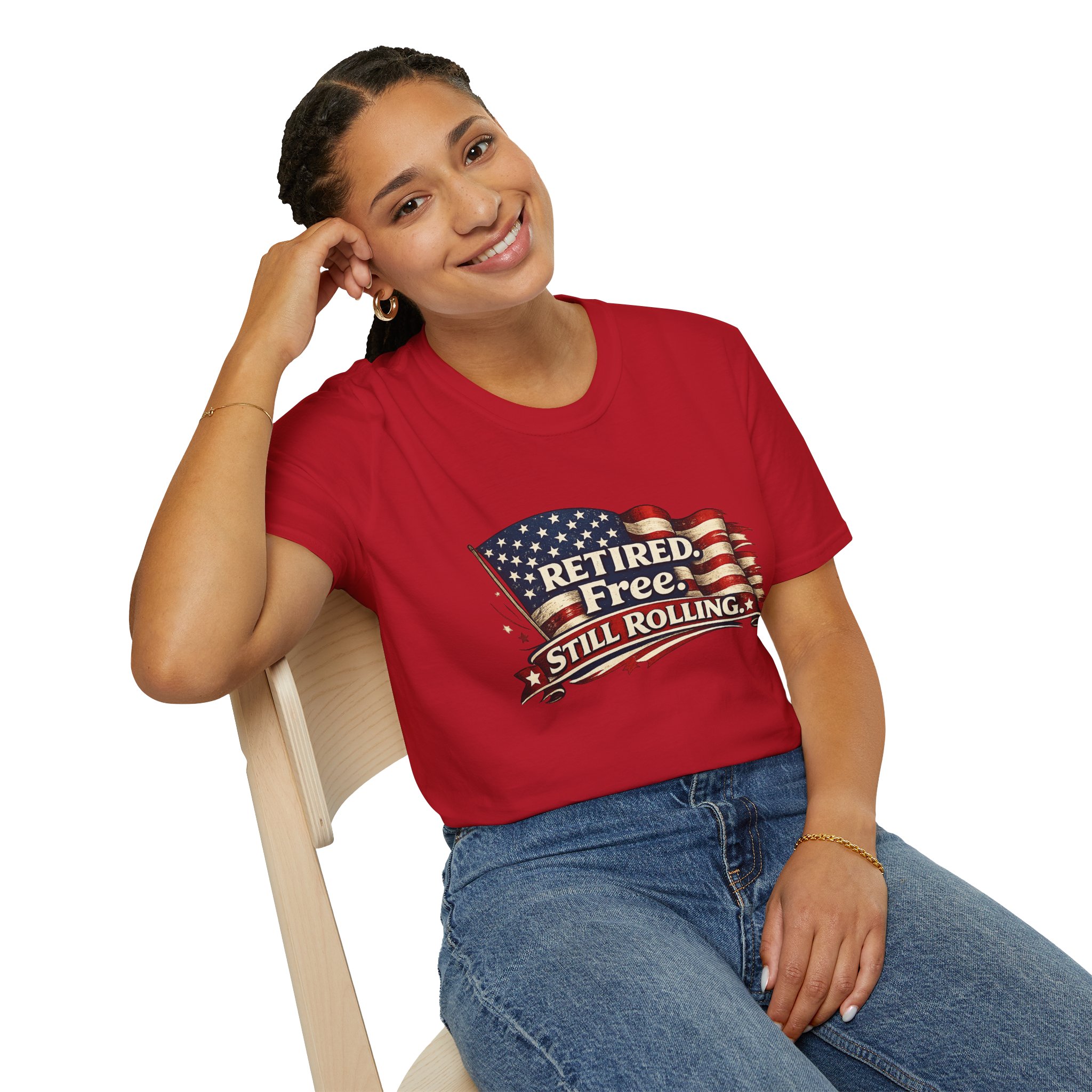 Retired Free Still Rolling Shirt, Funny Retirement Tee, Patriotic American Flag T-Shirt, 4th of July Shirt, SassyUSA, July 4 2026 - Image 24