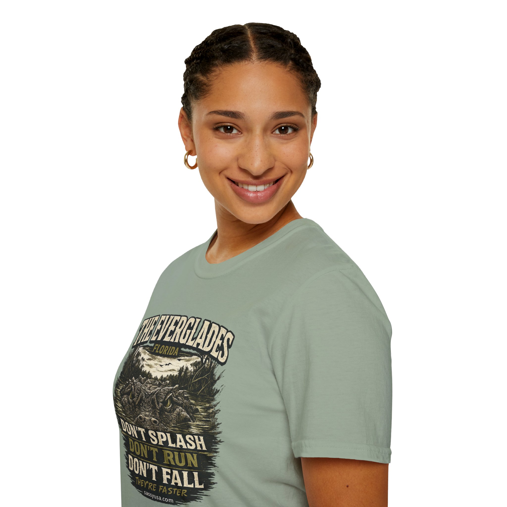 The Everglades Florida Tee – Don’t Splash Don’t Run Don’t Fall | Funny Gator Warning Shirt | SassyUsa | Florida Gator - Image 2