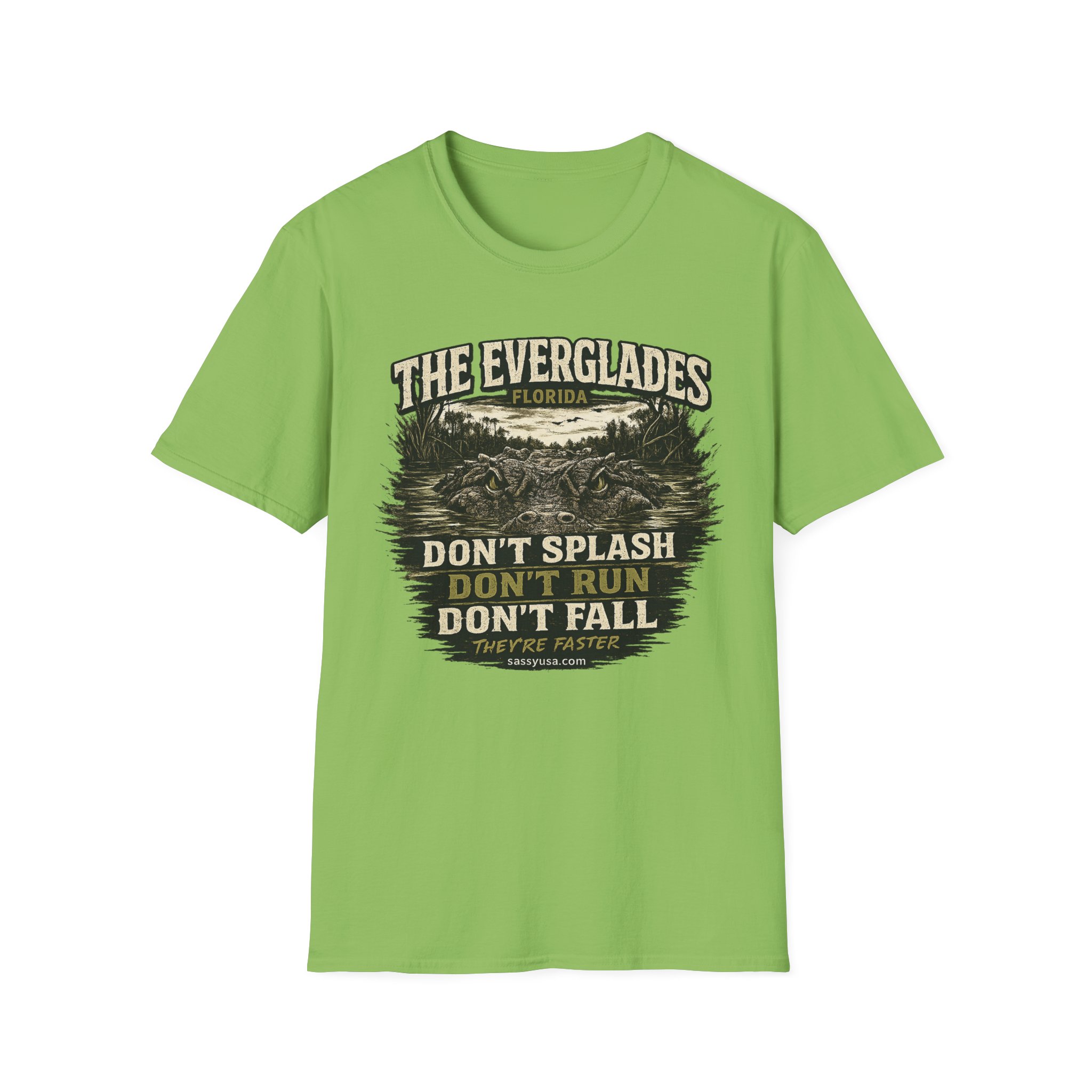 The Everglades Florida Tee – Don’t Splash Don’t Run Don’t Fall | Funny Gator Warning Shirt | SassyUsa | Florida Gator - Image 13