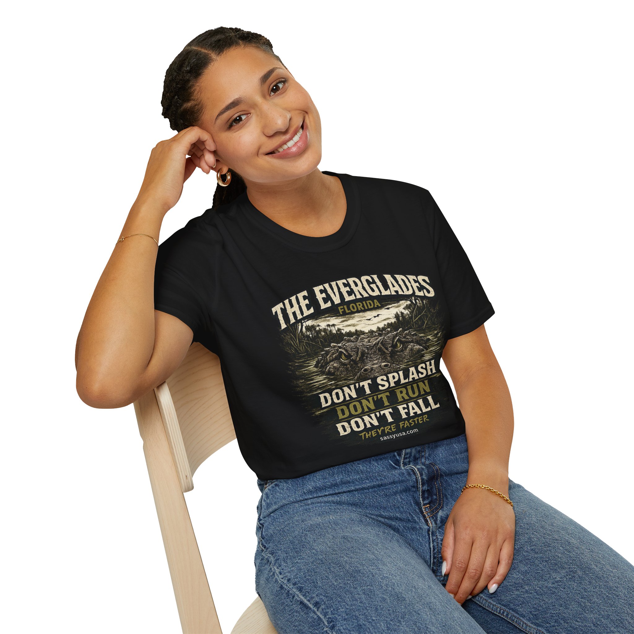 The Everglades Florida Tee – Don’t Splash Don’t Run Don’t Fall | Funny Gator Warning Shirt | SassyUsa | Florida Gator - Image 9