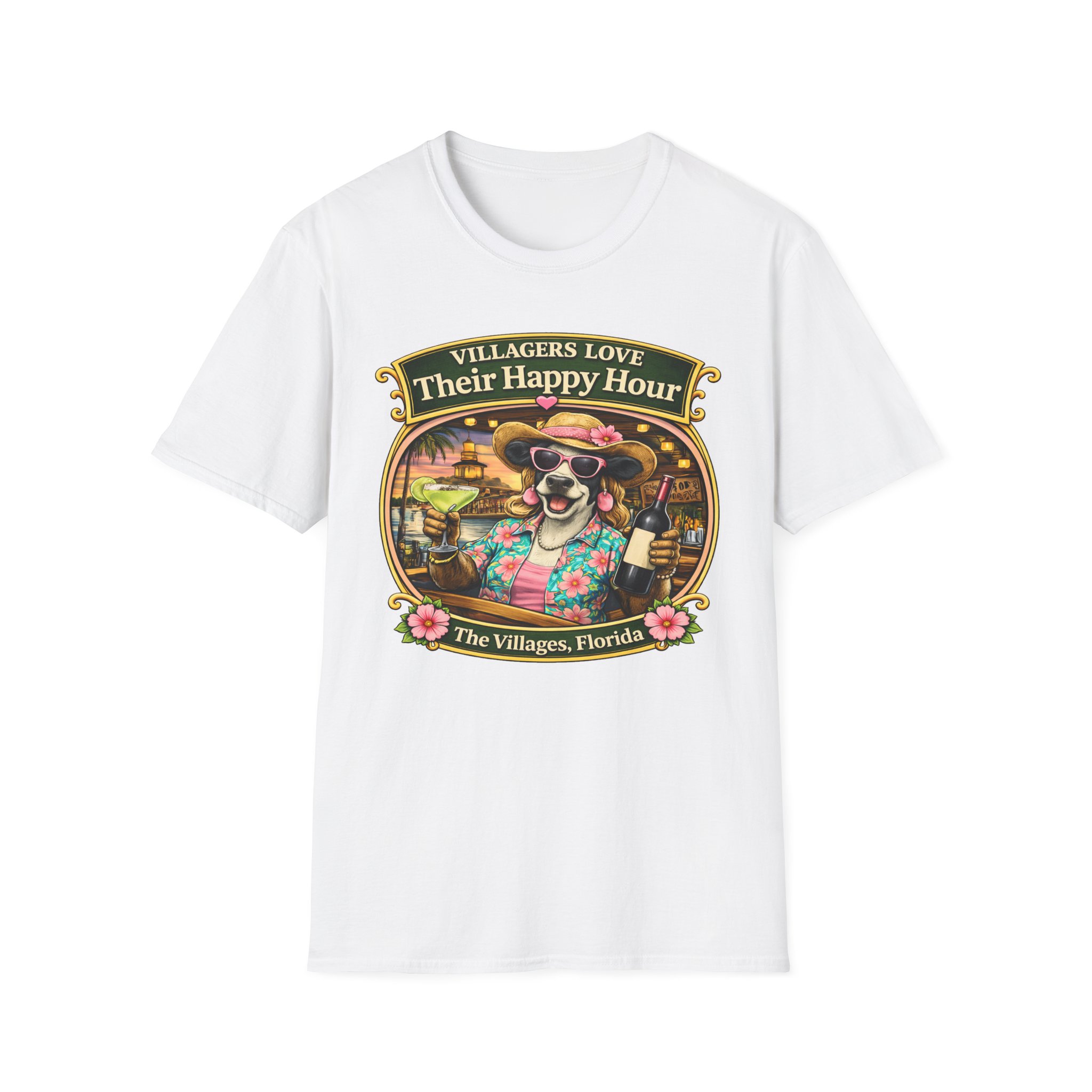 Villagers Love Their Happy Hour Shirt | Funny Florida Retirement Tee | The Villages Party T-Shirt | Sumter Landing | The Villages, Florida - Image 4