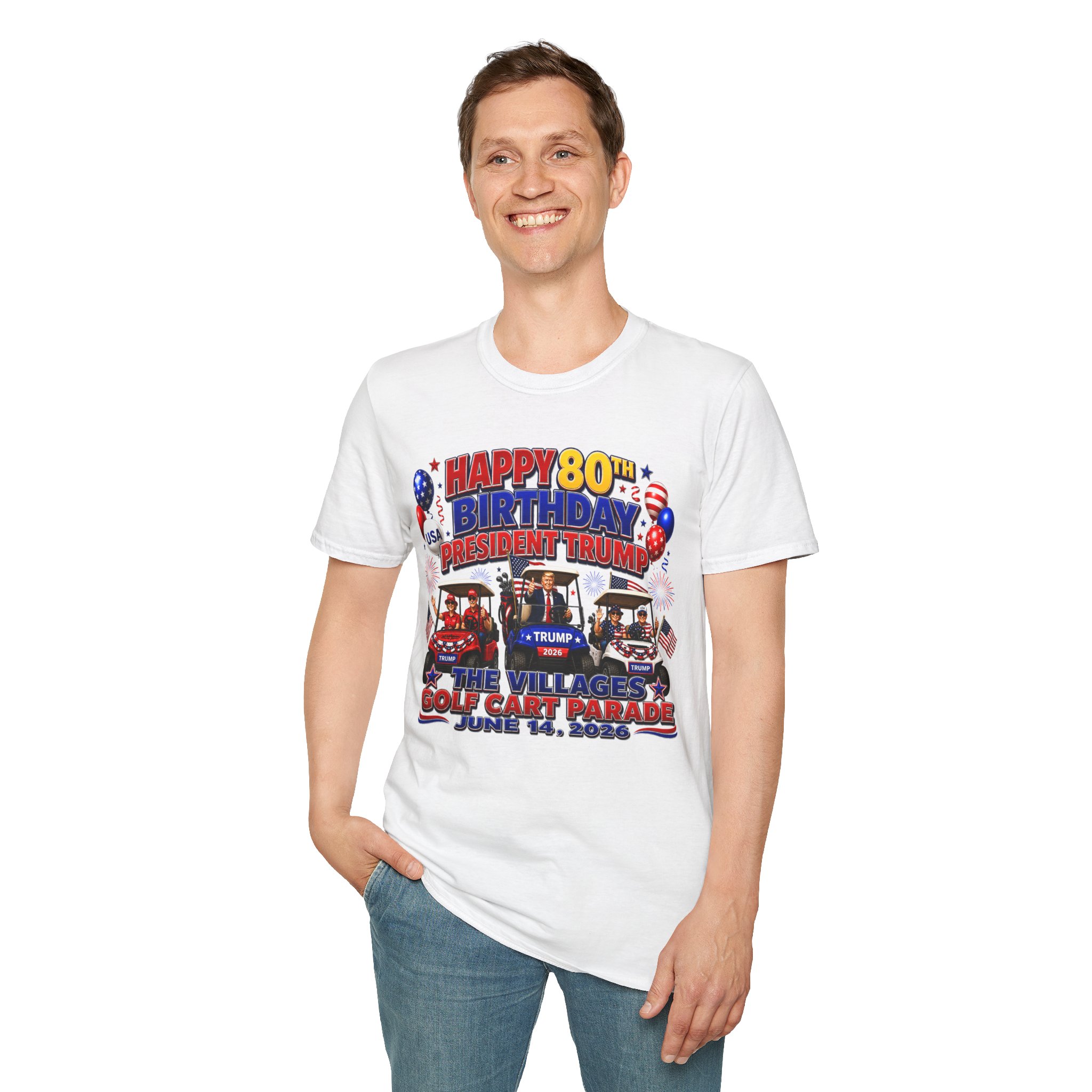Happy 80th Birthday President Trump Shirt 🇺🇸 | Villages Golf Cart Parade 2026 Tee | June 14 Event Shirt | Patriotic USA Trump Shirt | FREE SHIPPING - Image 6