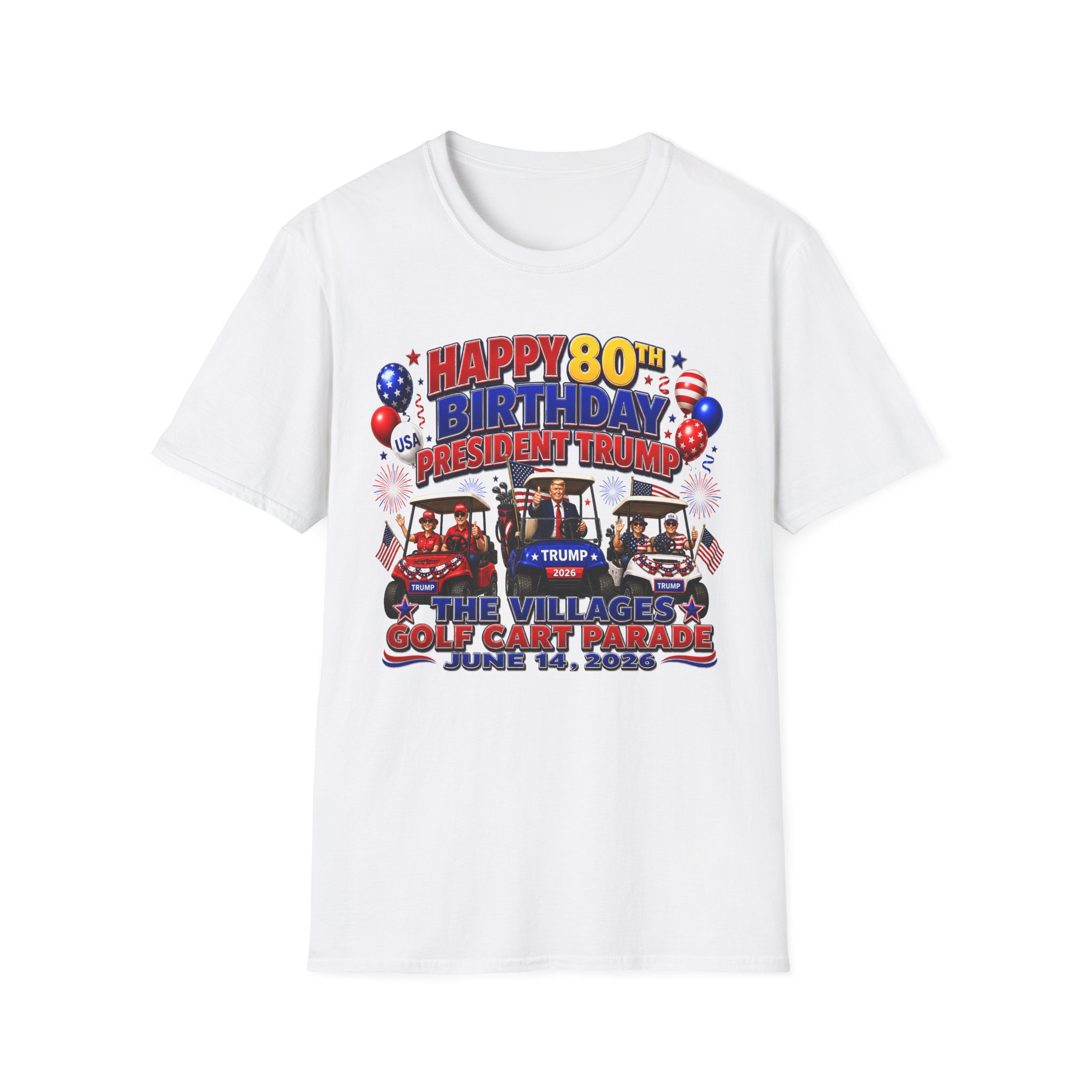 Happy 80th Birthday President Trump Shirt 🇺🇸 | Villages Golf Cart Parade 2026 Tee | June 14 Event Shirt | Patriotic USA Trump Shirt | FREE SHIPPING - Image 4