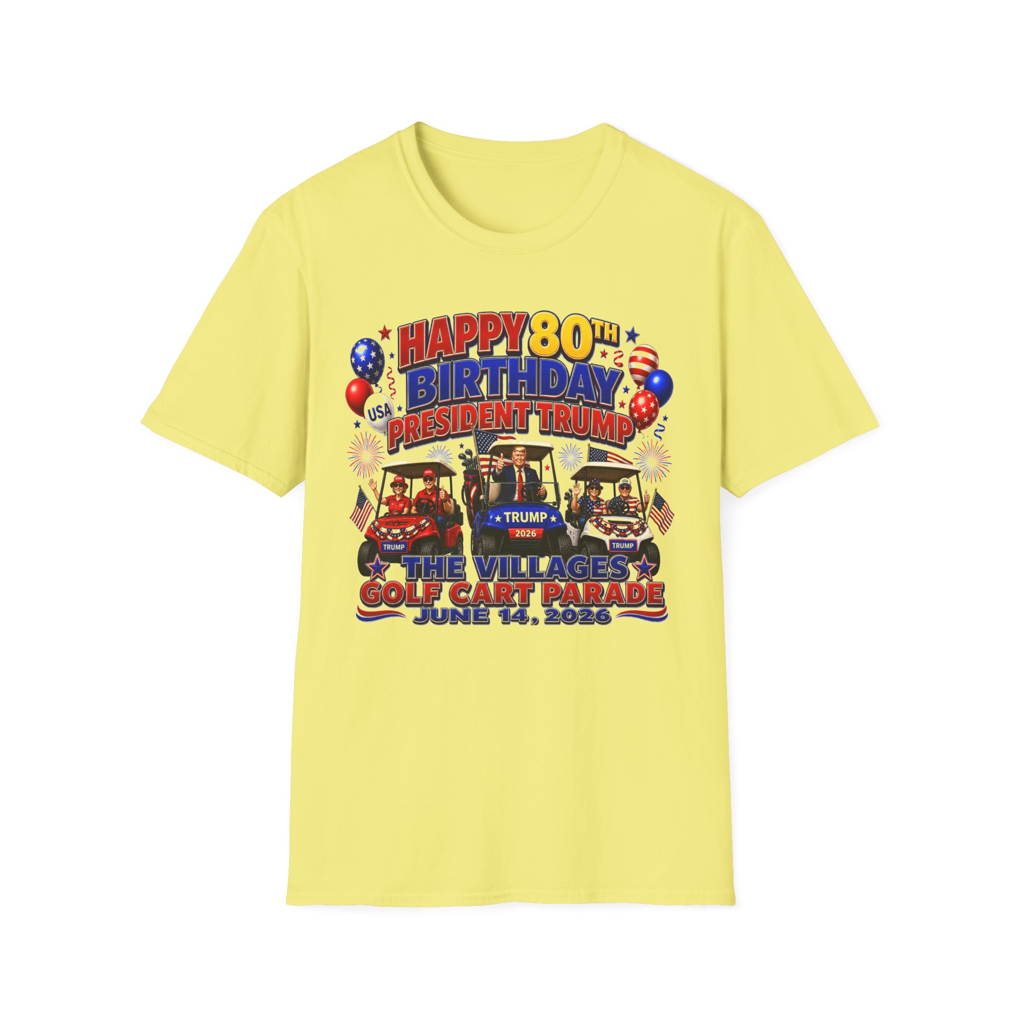 Happy 80th Birthday President Trump Shirt 🇺🇸 | Villages Golf Cart Parade 2026 Tee | June 14 Event Shirt | Patriotic USA Trump Shirt | FREE SHIPPING