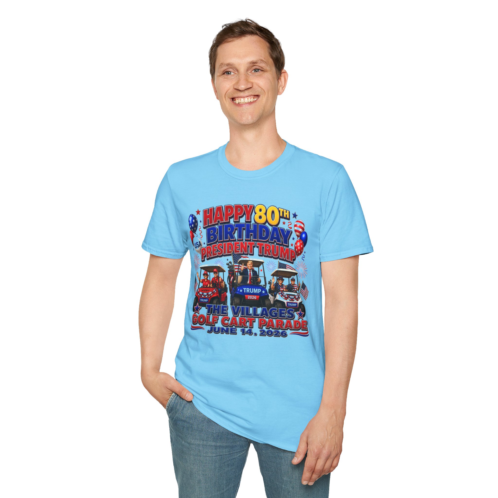 Happy 80th Birthday President Trump Shirt 🇺🇸 | Villages Golf Cart Parade 2026 Tee | June 14 Event Shirt | Patriotic USA Trump Shirt | FREE SHIPPING - Image 15