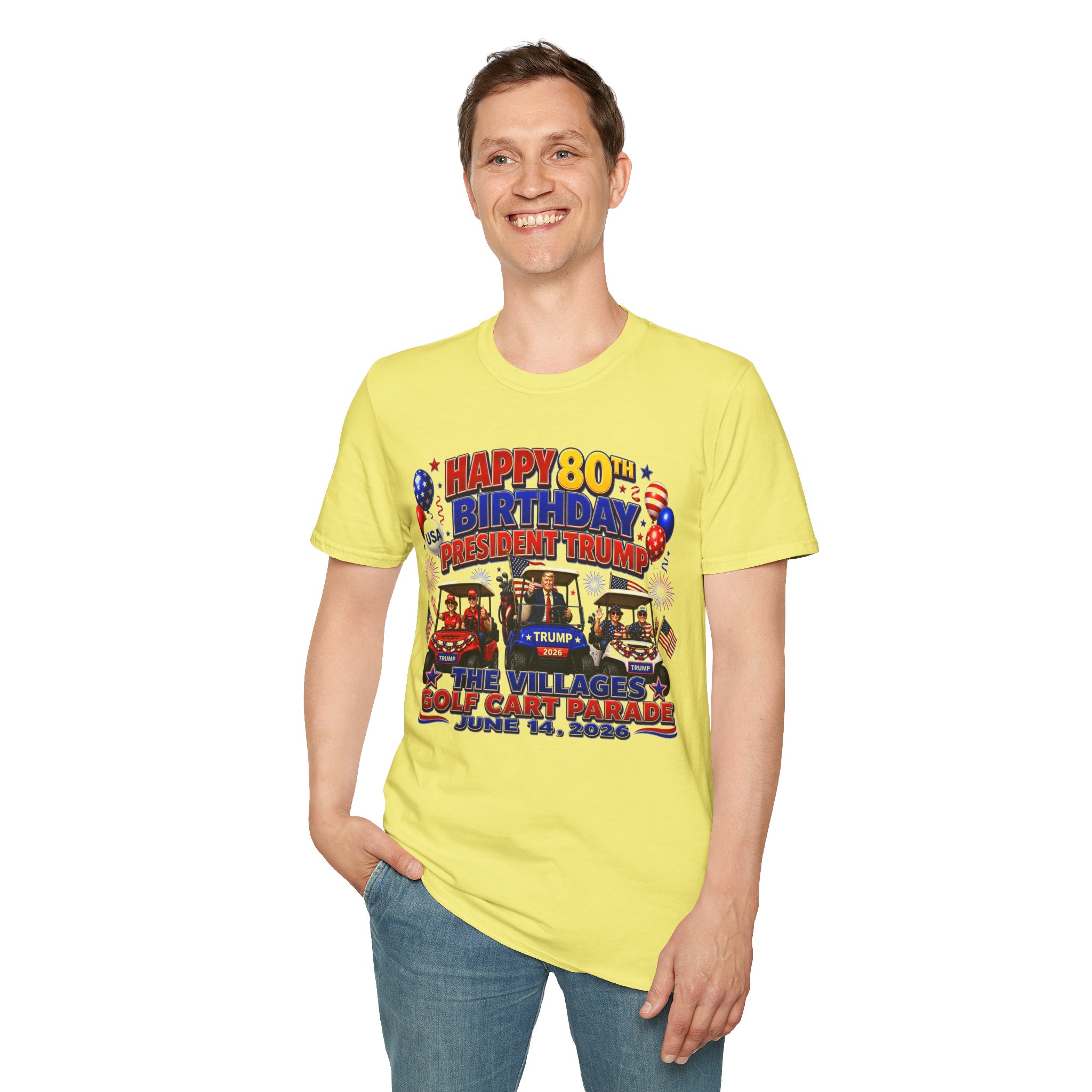 Happy 80th Birthday President Trump Shirt 🇺🇸 | Villages Golf Cart Parade 2026 Tee | June 14 Event Shirt | Patriotic USA Trump Shirt | FREE SHIPPING - Image 3