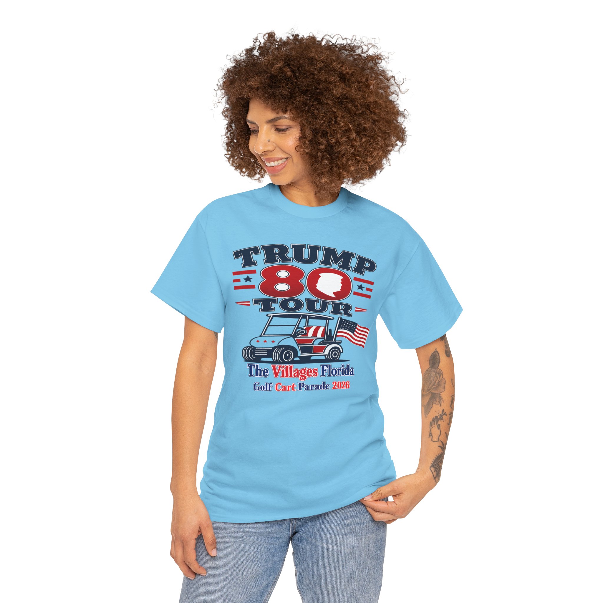 ⛳ Golf Cart Parade June 14, 2026 | TRUMP 80 | The Villages Florida Patriotic T-Shirt | Red White & Blue Retirement Party Tee 🎆 FREE SHIPPING.... - Image 15