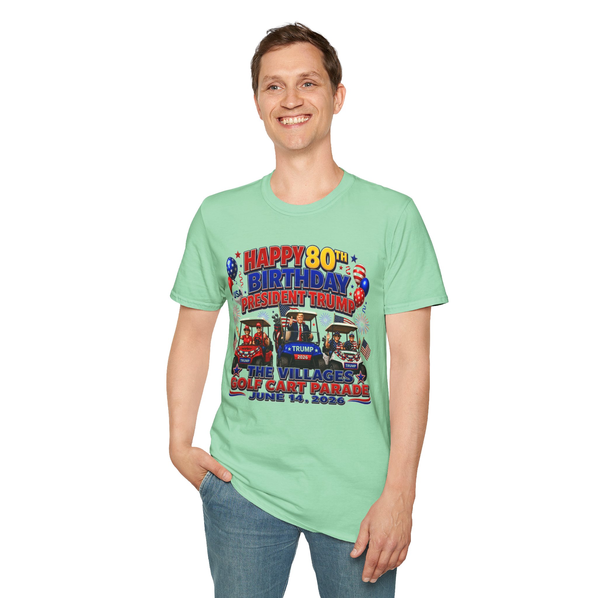 Happy 80th Birthday President Trump Shirt 🇺🇸 | Villages Golf Cart Parade 2026 Tee | June 14 Event Shirt | Patriotic USA Trump Shirt | FREE SHIPPING - Image 12