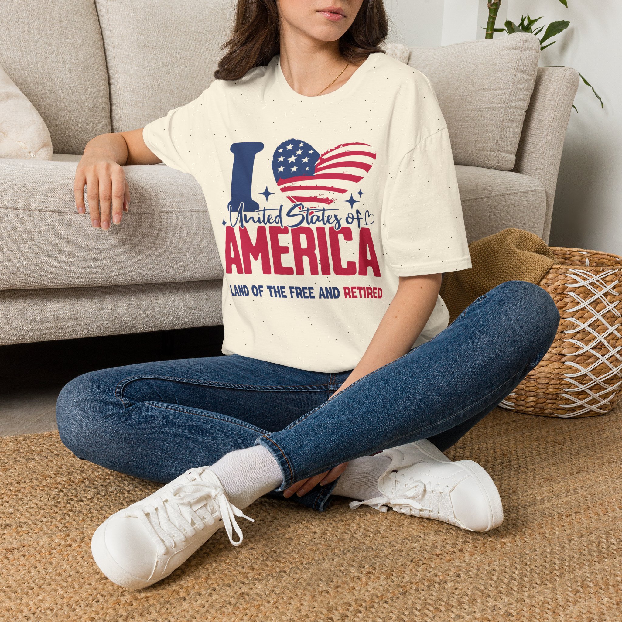 ❤️ I Love America | Land of the Free & Retired Patriotic Tee - Image 3