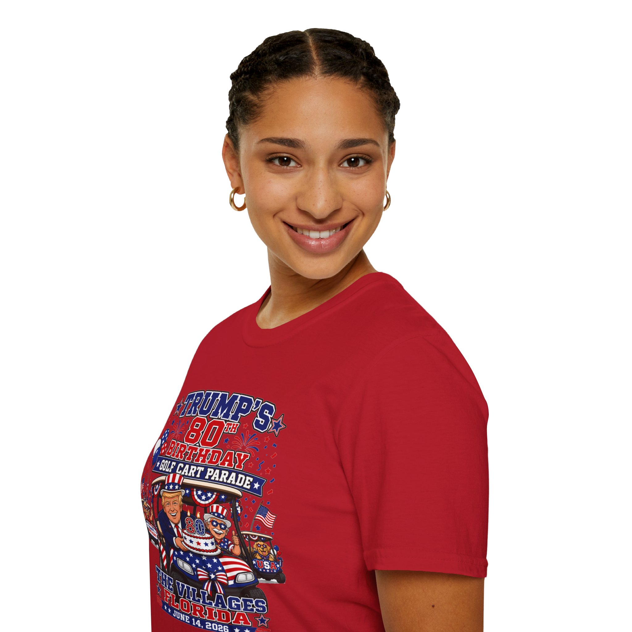 Trump 80th Birthday Golf Cart Parade Shirt 🇺🇸 | The Villages Florida June 14 2026 | Patriotic Golf Cart Party Tee | SassyUSA | USA Celebration - Image 3