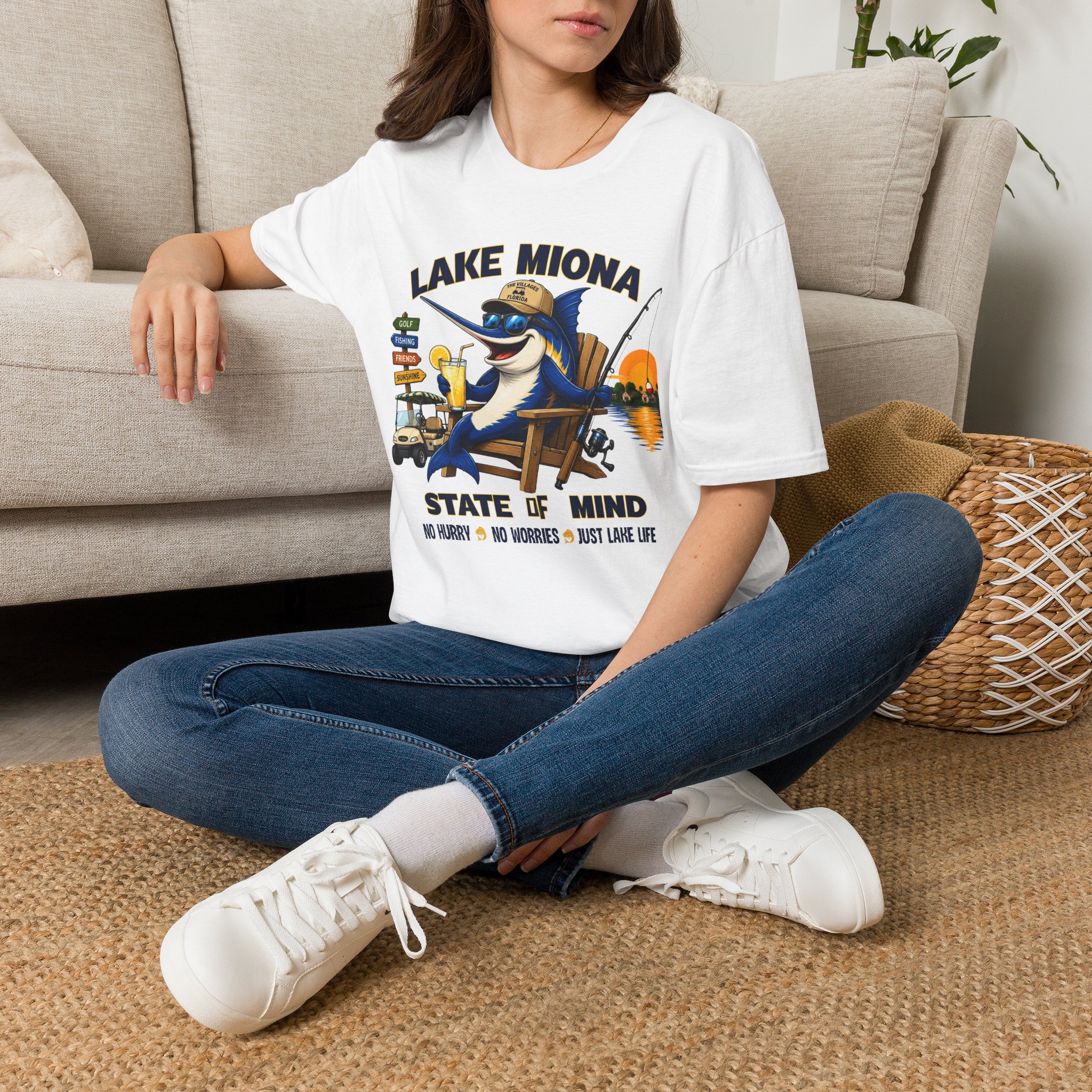 Lake Miona State of Mind™ | The Villages Florida Fishing & Golf Cart Lifestyle Shirt | Free Shipping - Image 6