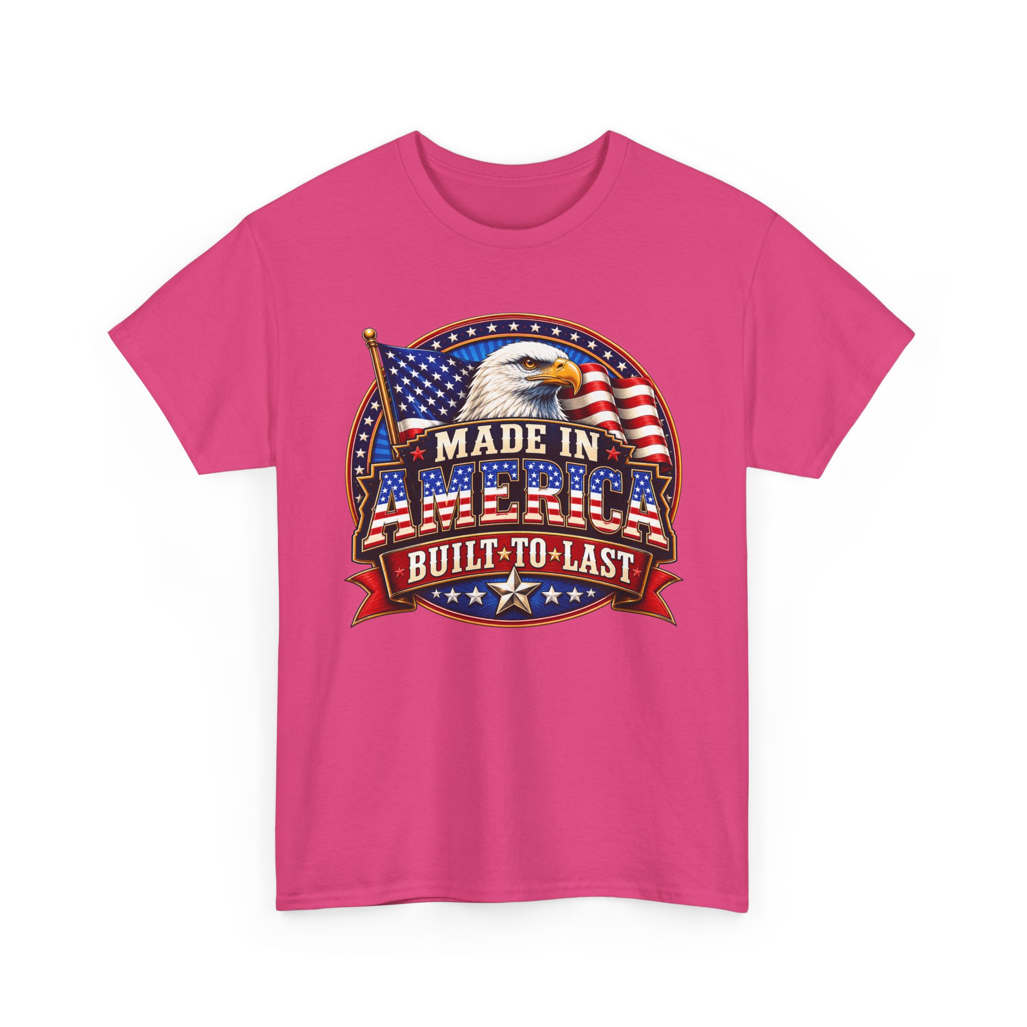 Made In America Built To Last Patriotic Eagle T-Shirt | American Pride Shirt | USA Flag Tee | Proud American Apparel | Veteran Inspired Gift | SassyUSA Exclusive - Image 19