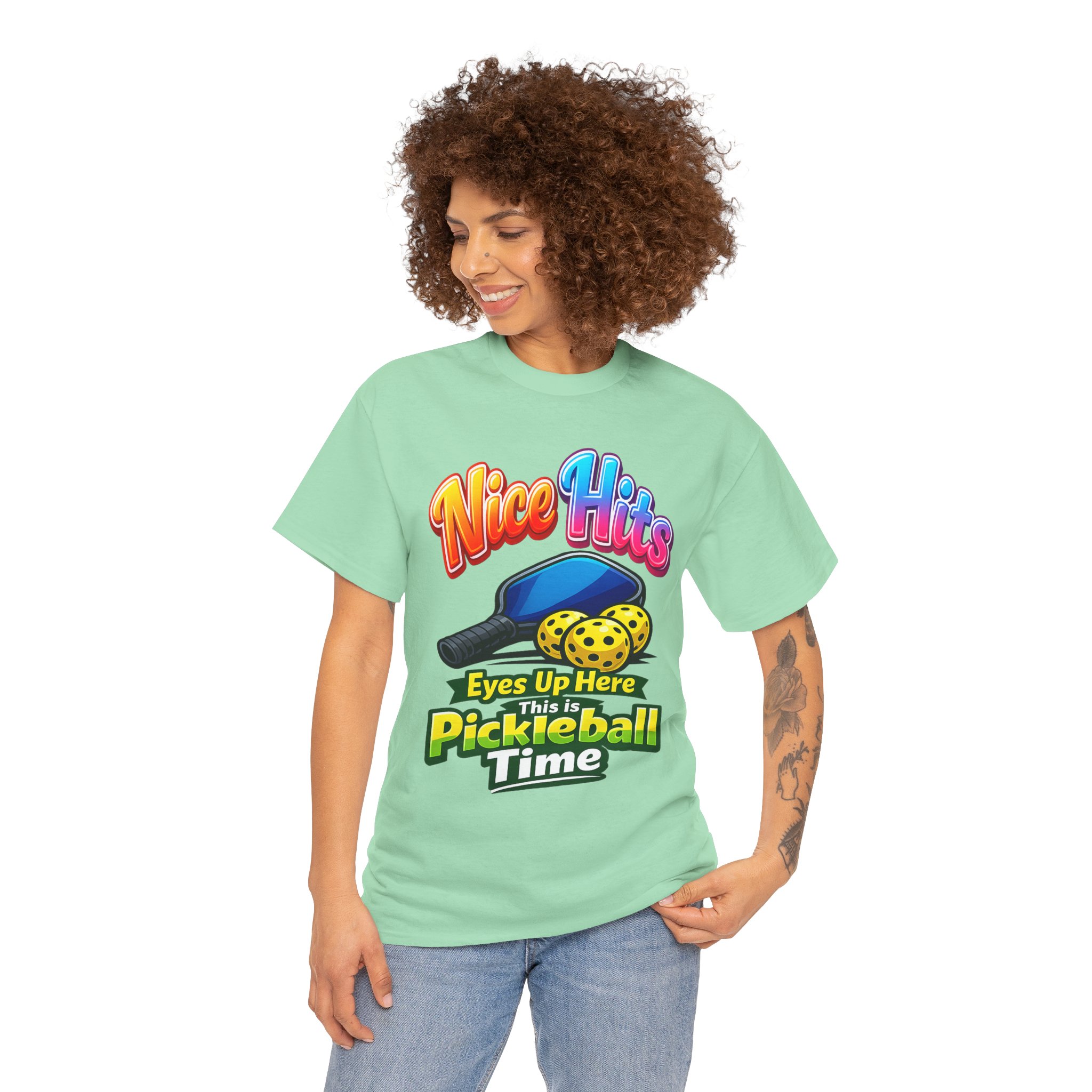 ππ Nice Hits!β’ Eyes Up Here Pickleball T-Shirt | Funny Women's Pickleball Tee | Summer of Pickleball | FREE Shipping πΊπΈ - Image 18