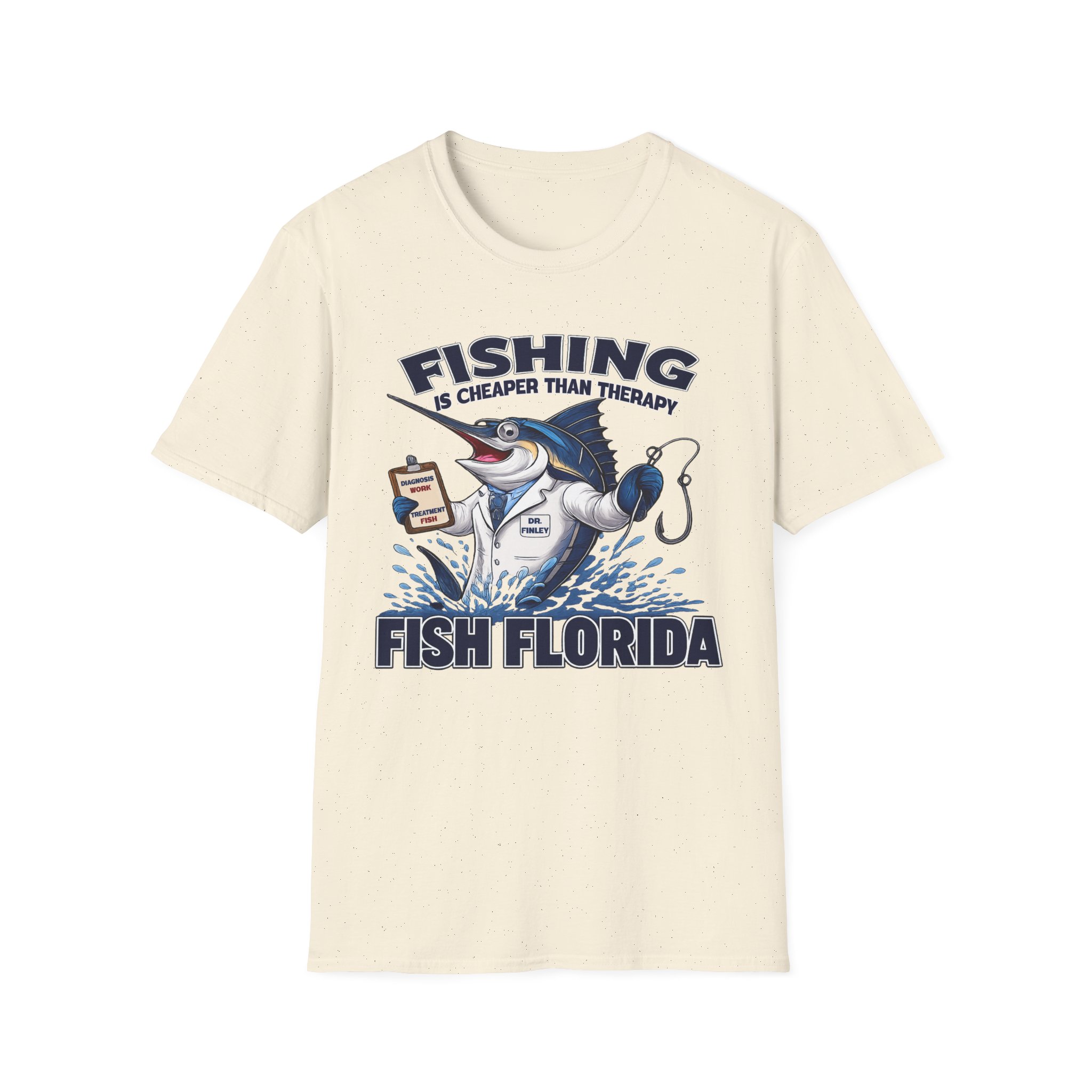 Fishing Is Cheaper Than Therapy Shirt | Funny Florida Fishing T-Shirt | Dr. Finley Marlin Fisherman Tee | Fish Florida Gift for Anglers - Image 7