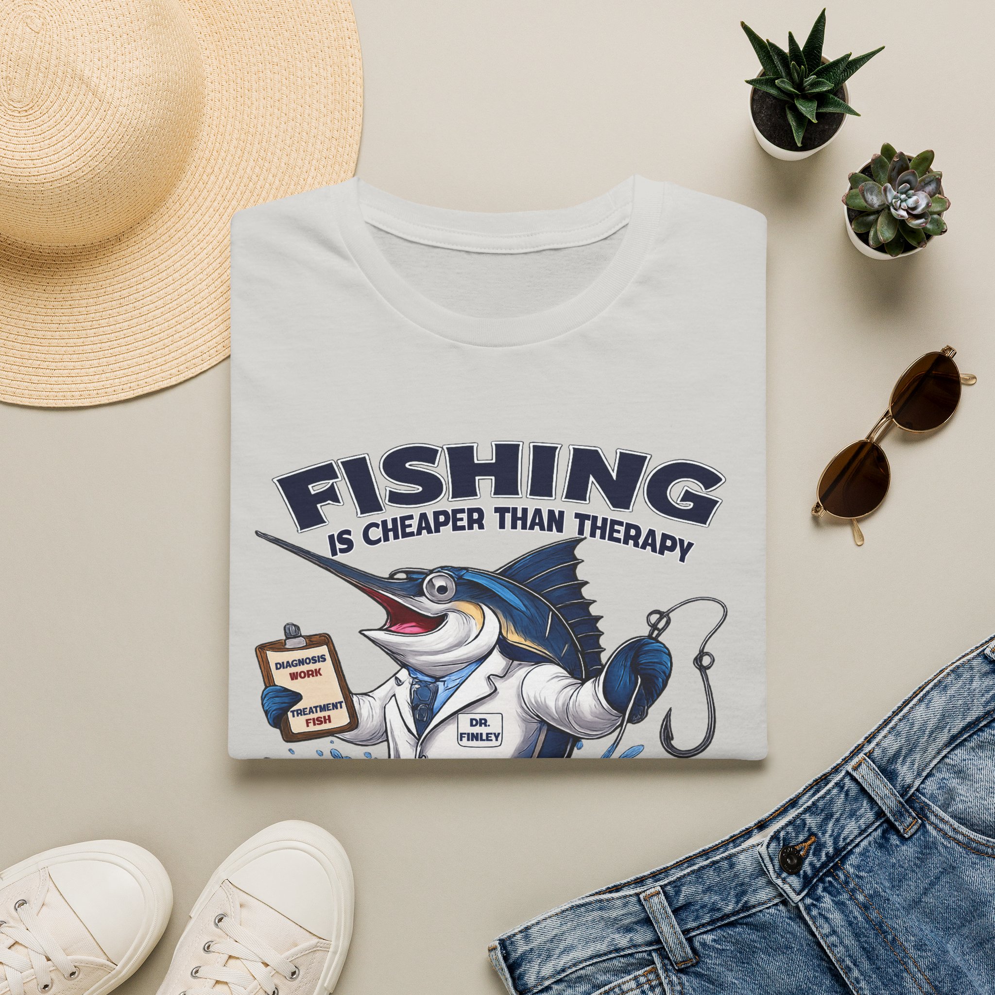 Fishing Is Cheaper Than Therapy Shirt | Funny Florida Fishing T-Shirt | Dr. Finley Marlin Fisherman Tee | Fish Florida Gift for Anglers - Image 5