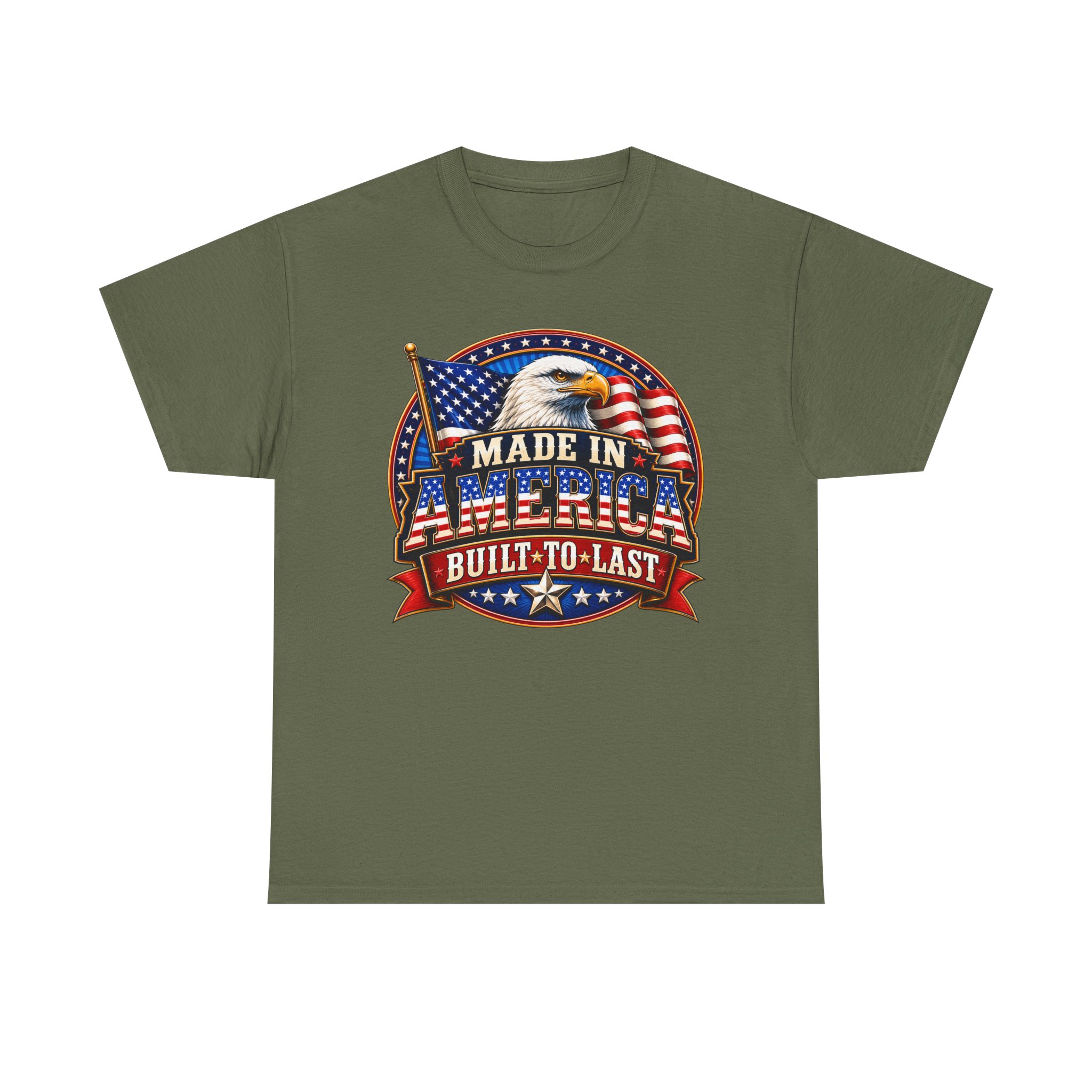 Made In America Built To Last Patriotic Eagle T-Shirt | American Pride Shirt | USA Flag Tee | Proud American Apparel | Veteran Inspired Gift | SassyUSA Exclusive - Image 9