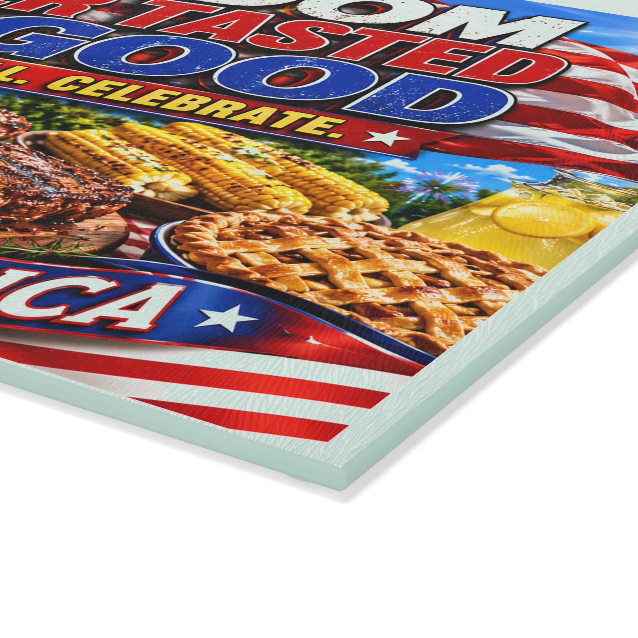 Freedom Never Tasted So Good Patriotic Glass Cutting Board | American Flag BBQ Kitchen Decor | Fourth of July Gift | God Bless America - Image 3