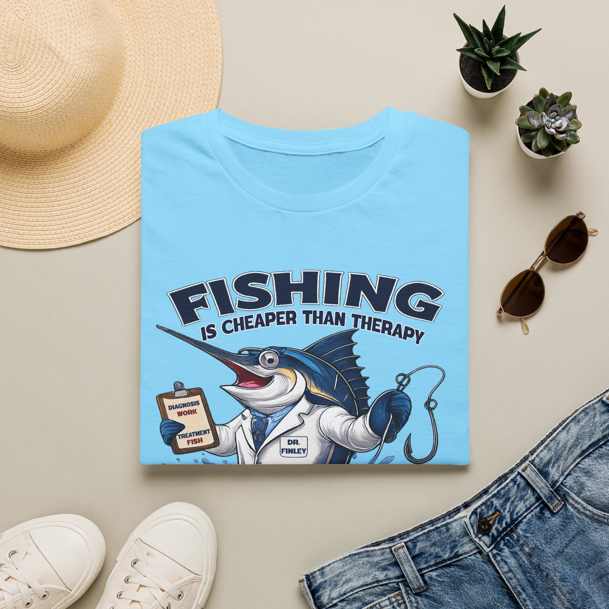 Fishing Is Cheaper Than Therapy Shirt | Funny Florida Fishing T-Shirt | Dr. Finley Marlin Fisherman Tee | Fish Florida Gift for Anglers - Image 14