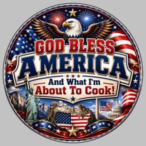 God Bless America™ | Premium Patriotic Round Tempered Glass Cutting Board | 11.8" American Kitchen Collection | $65.99 FREE Shipping