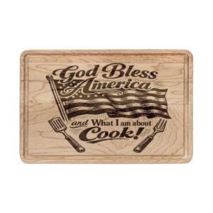 God Bless America... and What I Am About to Cook!™ Engraved Wooden Cutting Board