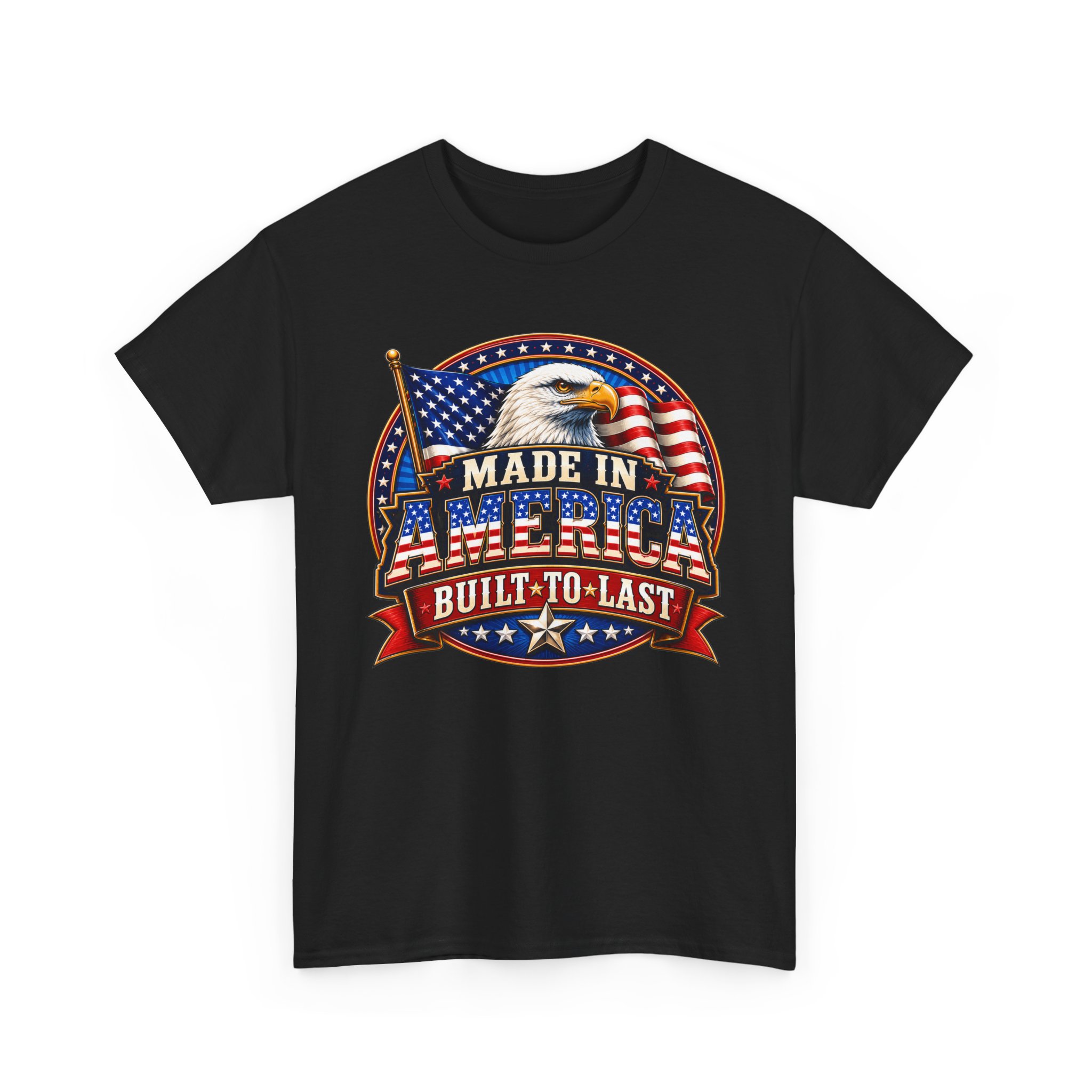 Made In America Built To Last Patriotic Eagle T-Shirt | American Pride Shirt | USA Flag Tee | Proud American Apparel | Veteran Inspired Gift | SassyUSA Exclusive - Image 7