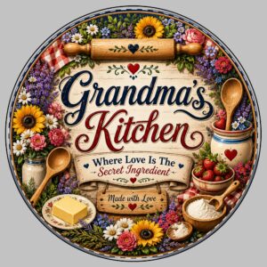 👵 Grandma's Kitchen™ | Premium Farmhouse Round Tempered Glass Cutting Board | 11.8" Kitchen Décor & Serving Board | $65.99 FREE Shipping