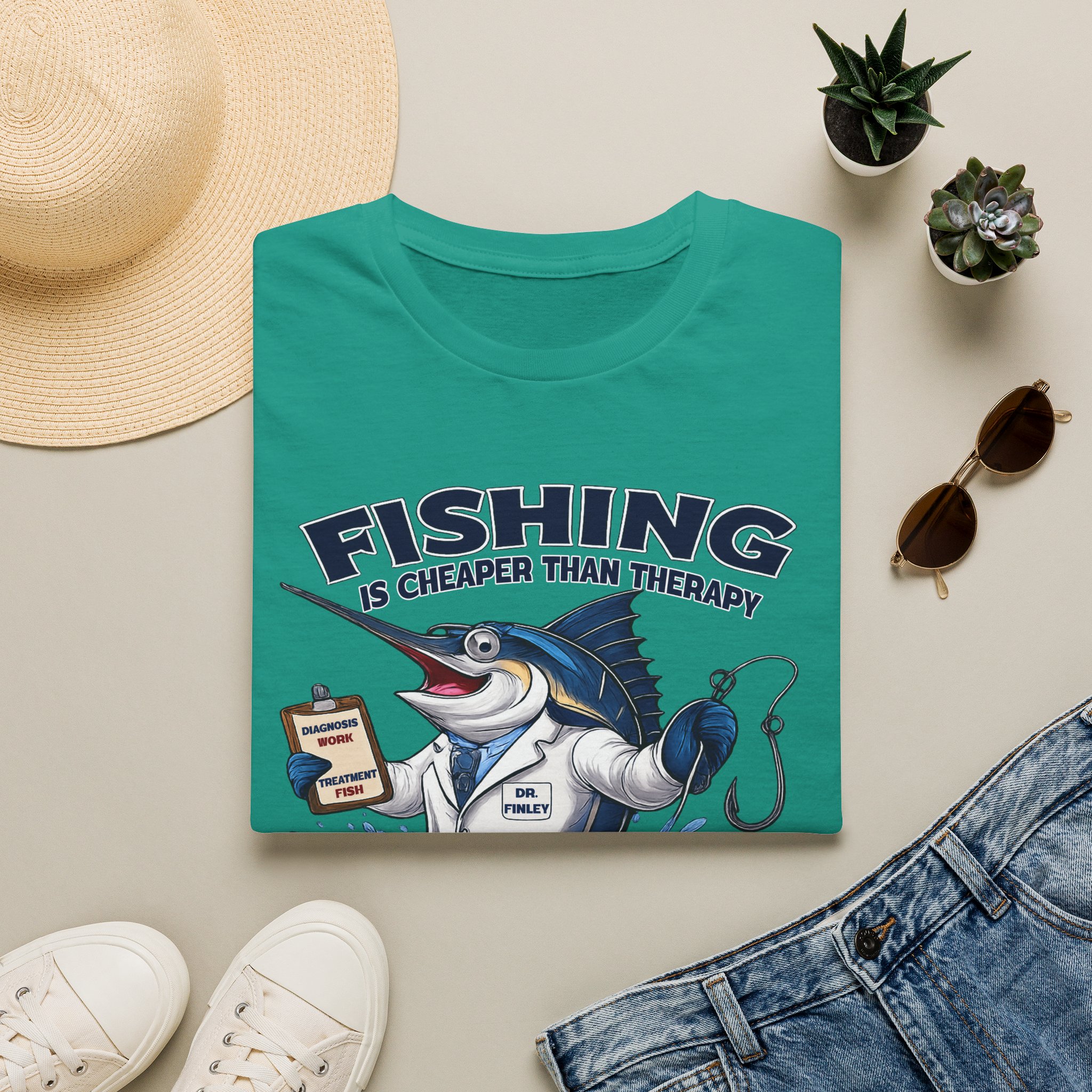 Fishing Is Cheaper Than Therapy Shirt | Funny Florida Fishing T-Shirt | Dr. Finley Marlin Fisherman Tee | Fish Florida Gift for Anglers - Image 11