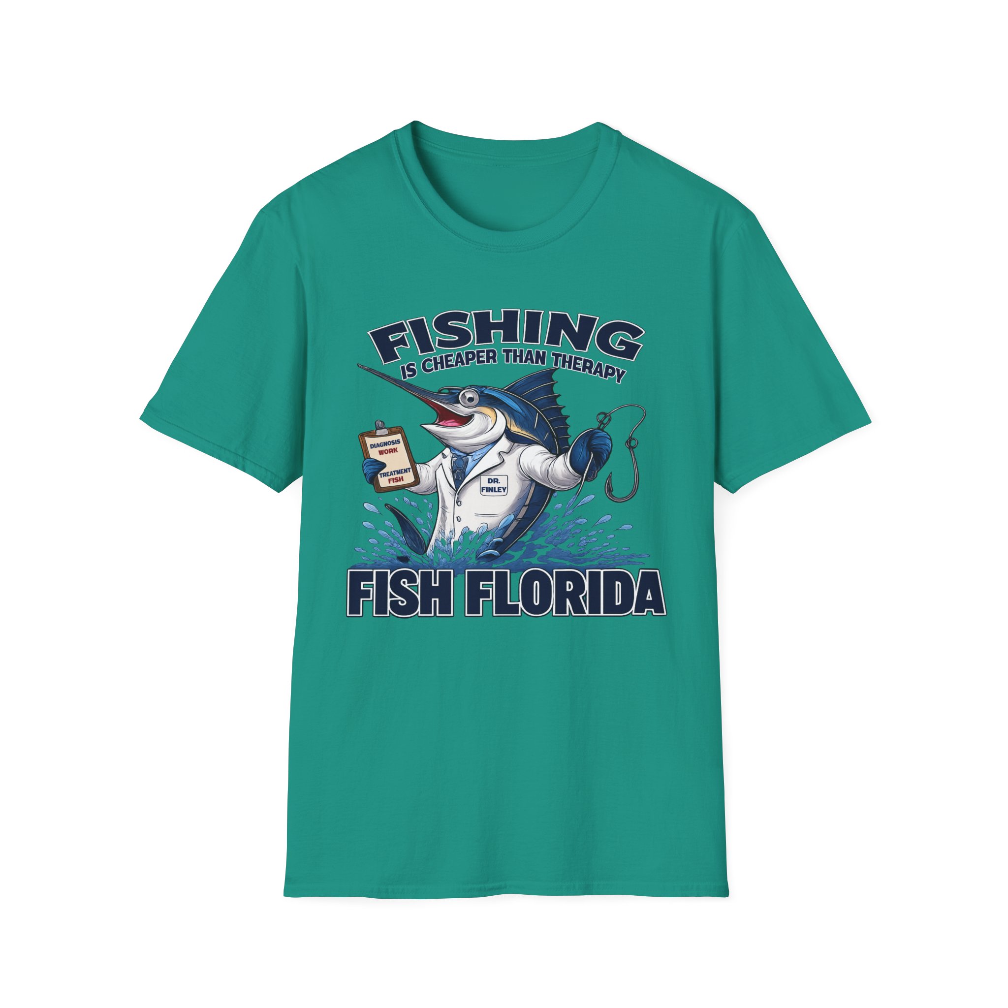 Fishing Is Cheaper Than Therapy Shirt | Funny Florida Fishing T-Shirt | Dr. Finley Marlin Fisherman Tee | Fish Florida Gift for Anglers - Image 10