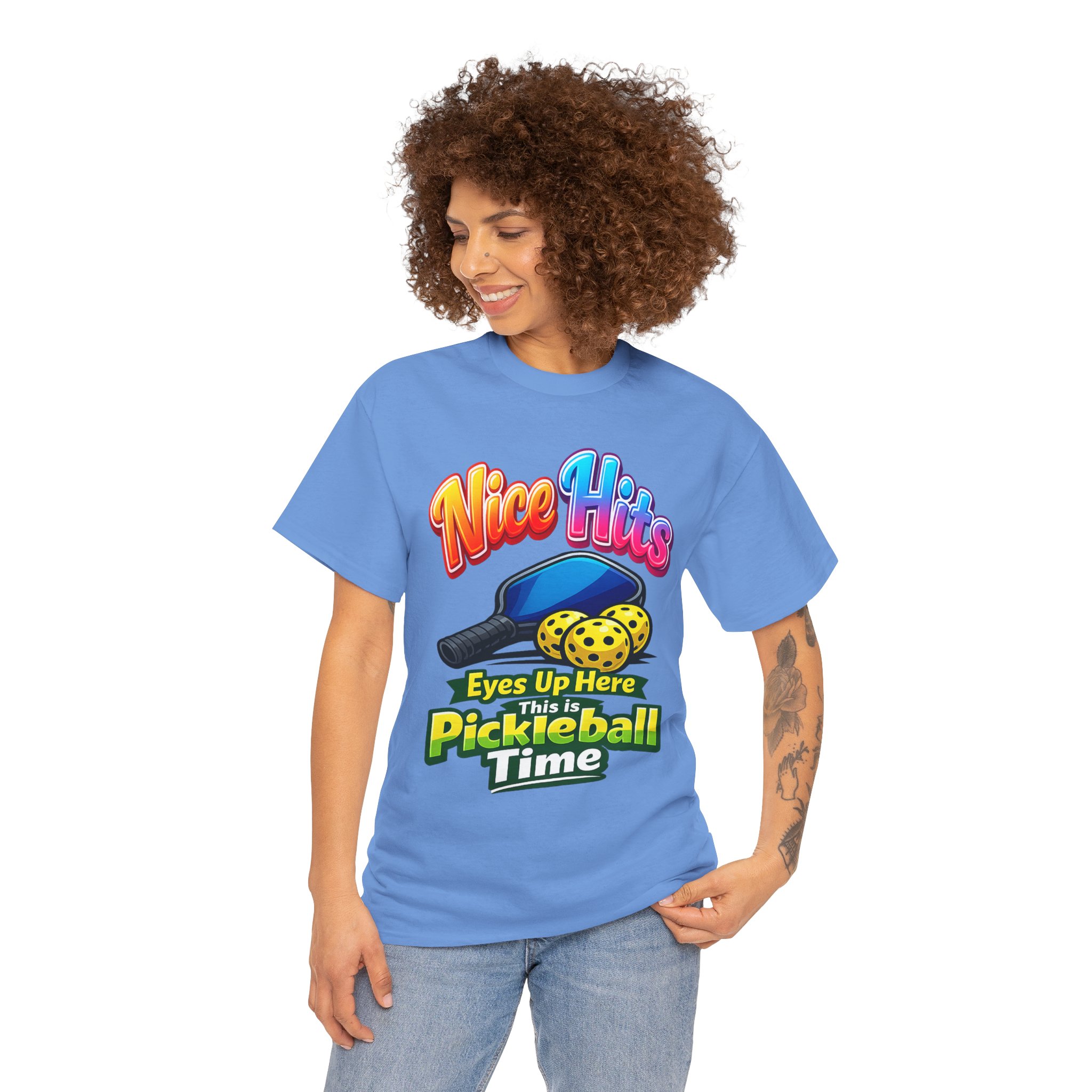 ππ Nice Hits!β’ Eyes Up Here Pickleball T-Shirt | Funny Women's Pickleball Tee | Summer of Pickleball | FREE Shipping πΊπΈ - Image 6