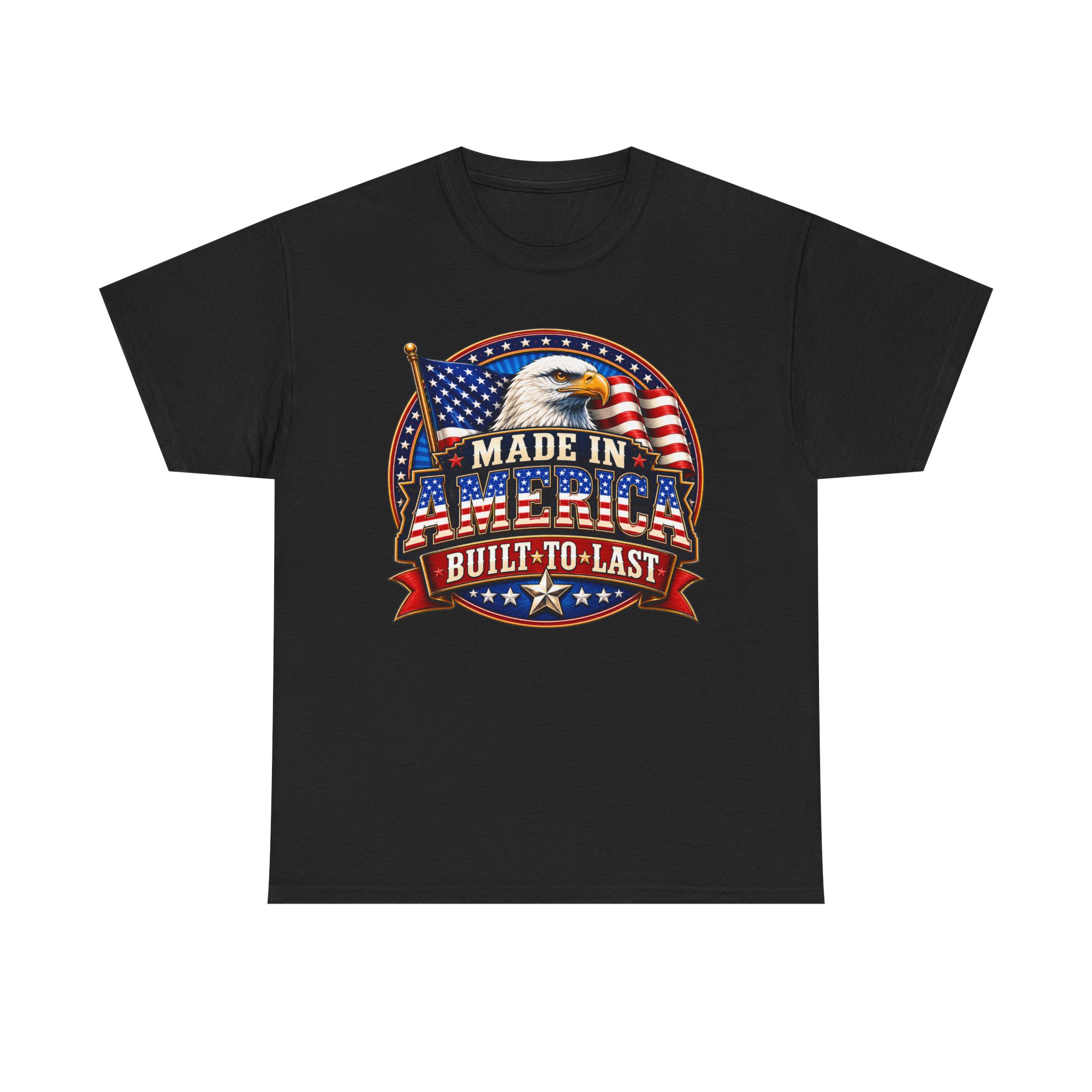 Made In America Built To Last Patriotic Eagle T-Shirt | American Pride Shirt | USA Flag Tee | Proud American Apparel | Veteran Inspired Gift | SassyUSA Exclusive - Image 5