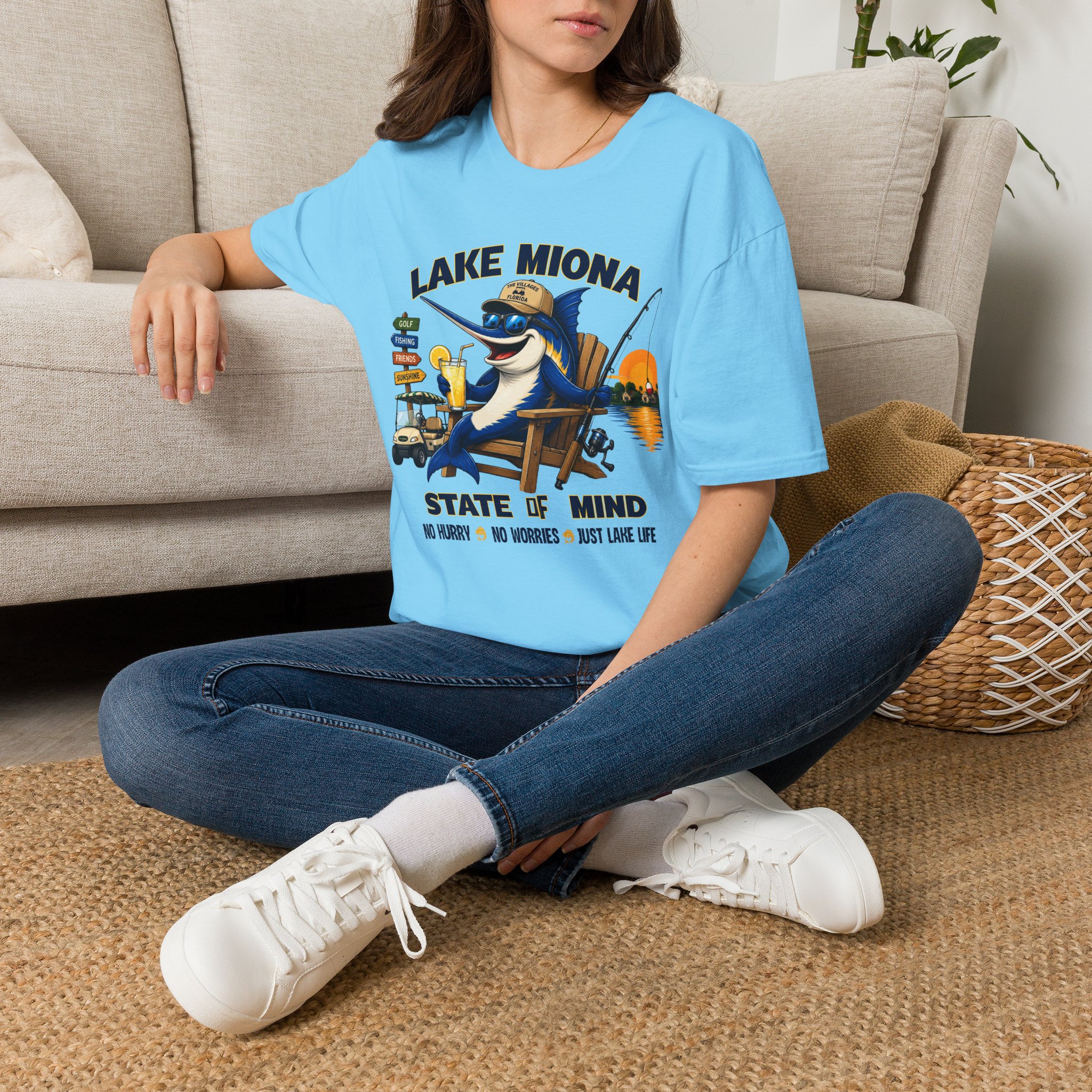 Lake Miona State of Mind™ | The Villages Florida Fishing & Golf Cart Lifestyle Shirt | Free Shipping - Image 3