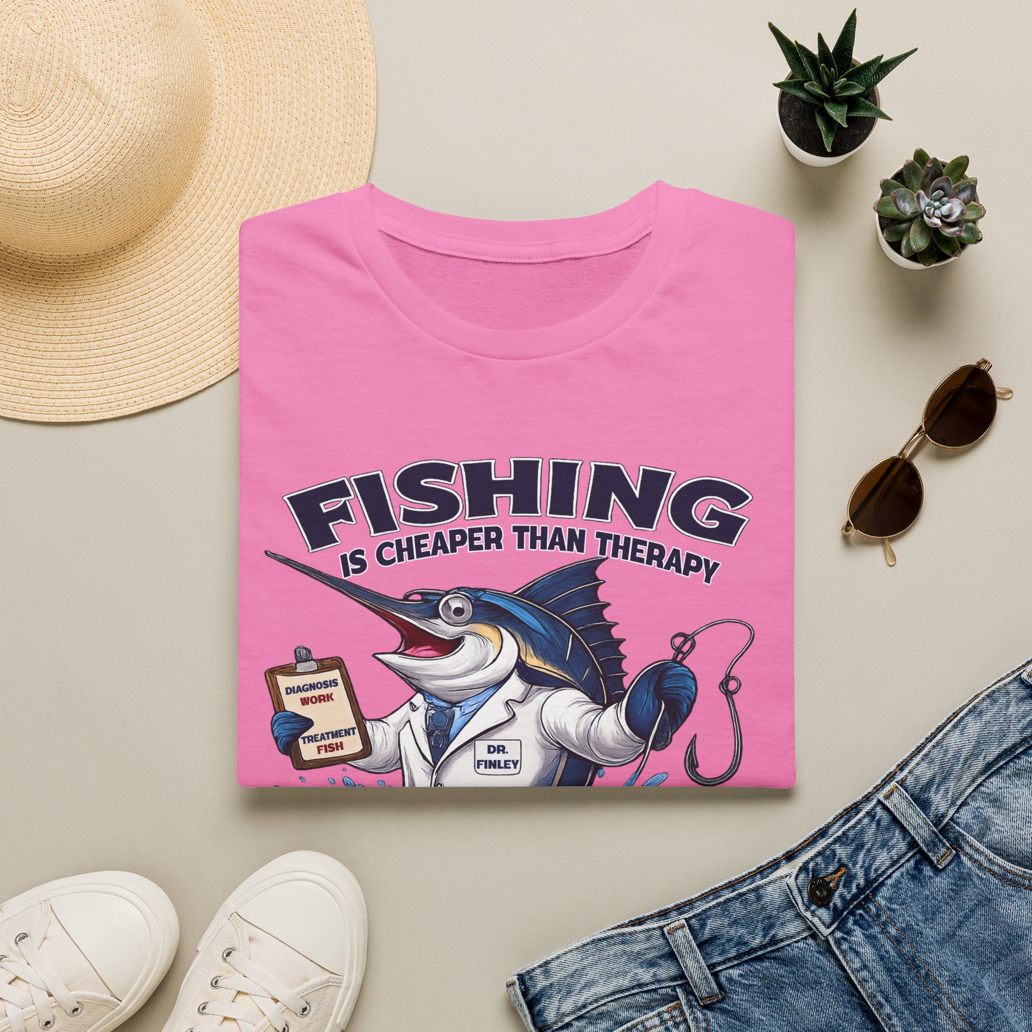 Fishing Is Cheaper Than Therapy Shirt | Funny Florida Fishing T-Shirt | Dr. Finley Marlin Fisherman Tee | Fish Florida Gift for Anglers - Image 17
