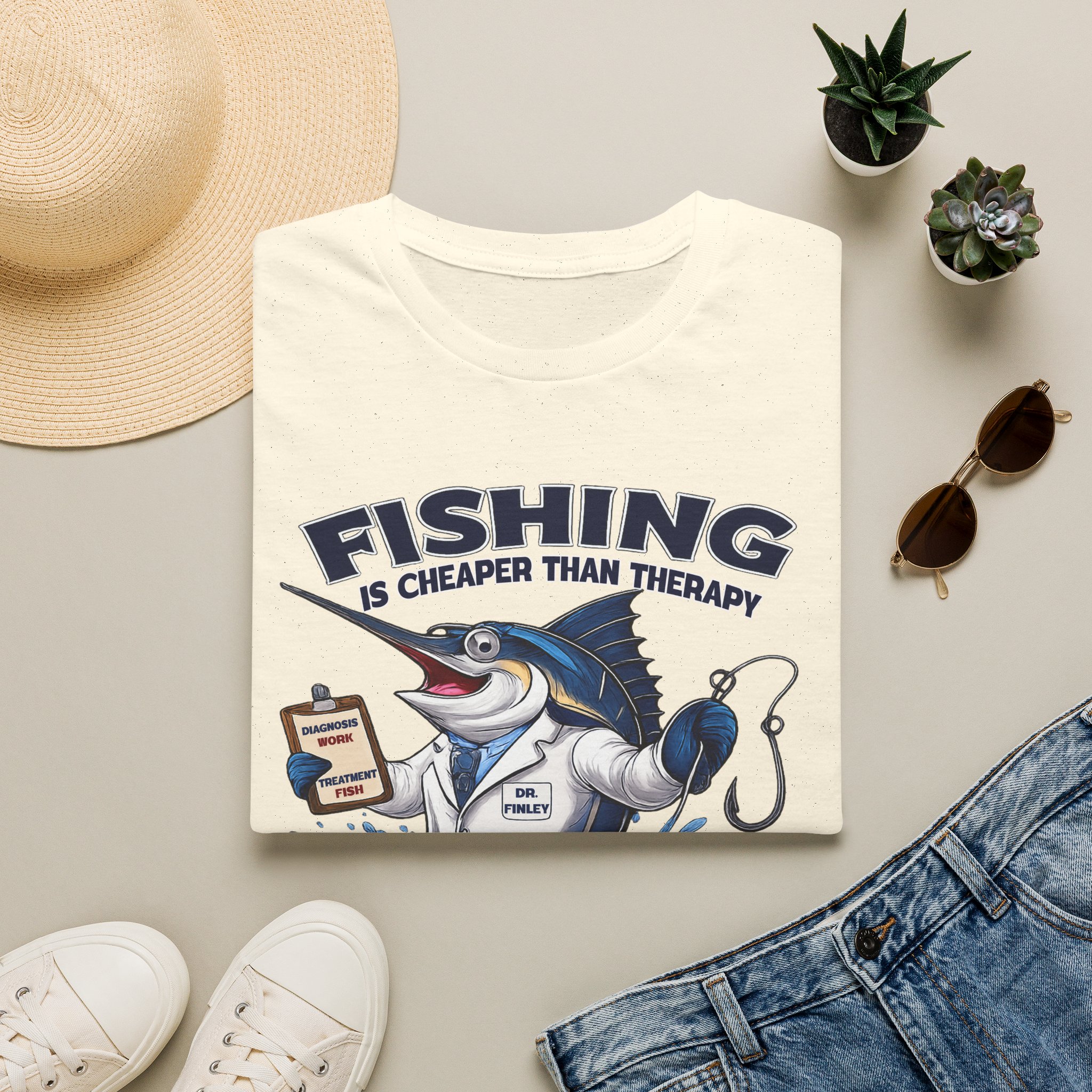 Fishing Is Cheaper Than Therapy Shirt | Funny Florida Fishing T-Shirt | Dr. Finley Marlin Fisherman Tee | Fish Florida Gift for Anglers - Image 8