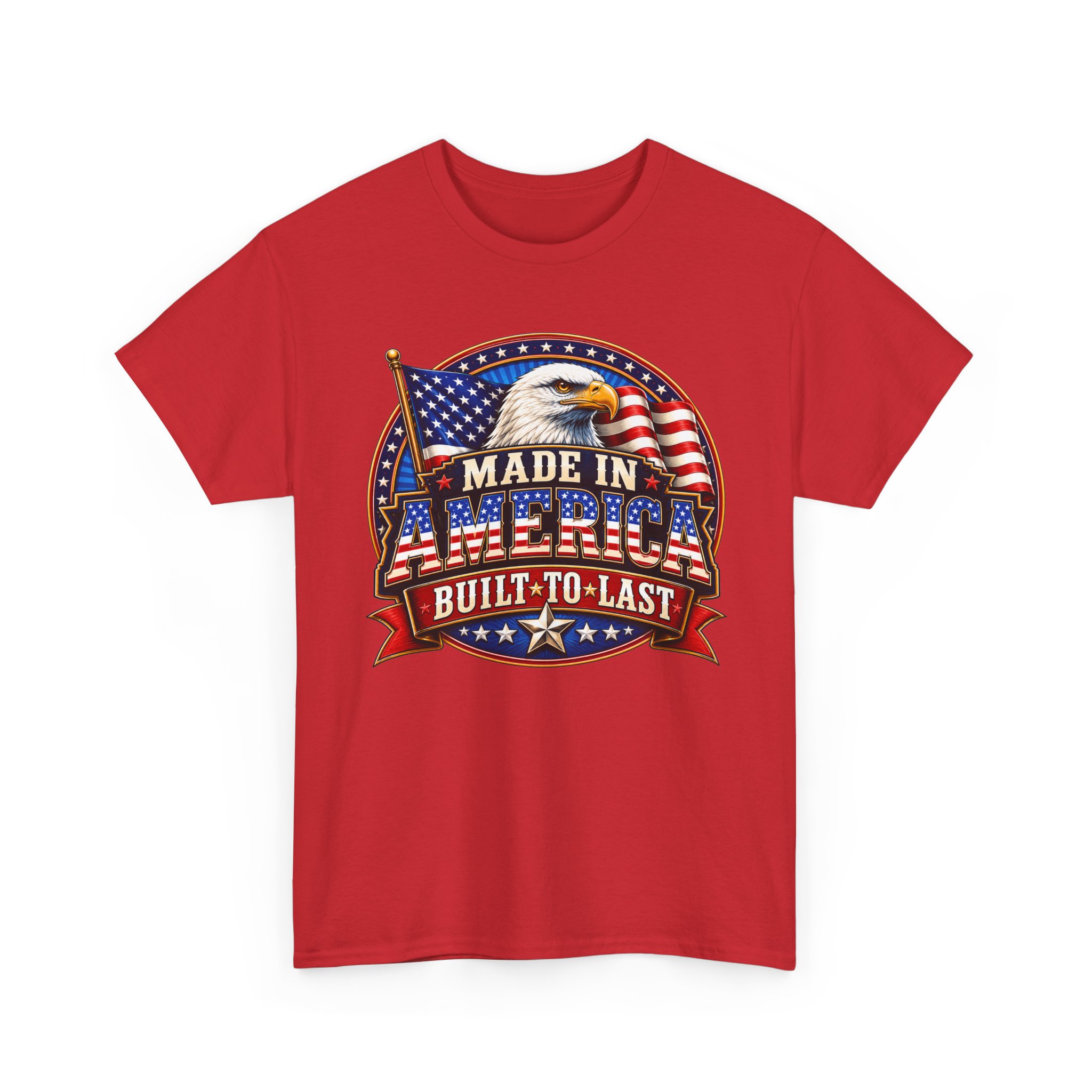 Made In America Built To Last Patriotic Eagle T-Shirt | American Pride Shirt | USA Flag Tee | Proud American Apparel | Veteran Inspired Gift | SassyUSA Exclusive - Image 23